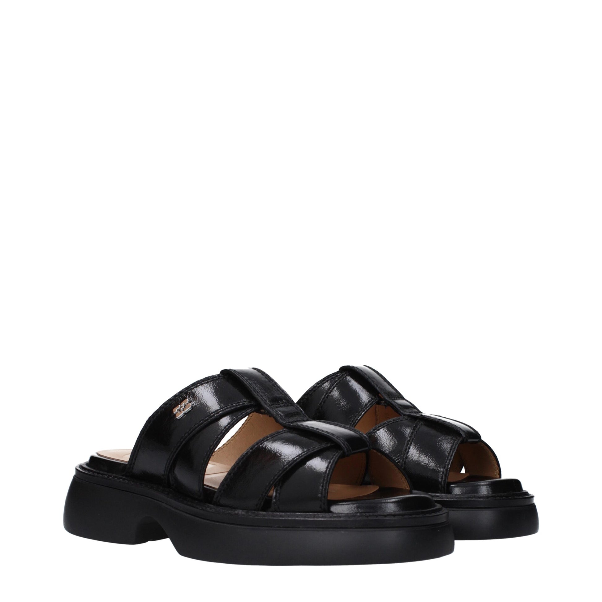 Black Fabric Slippers Sandals