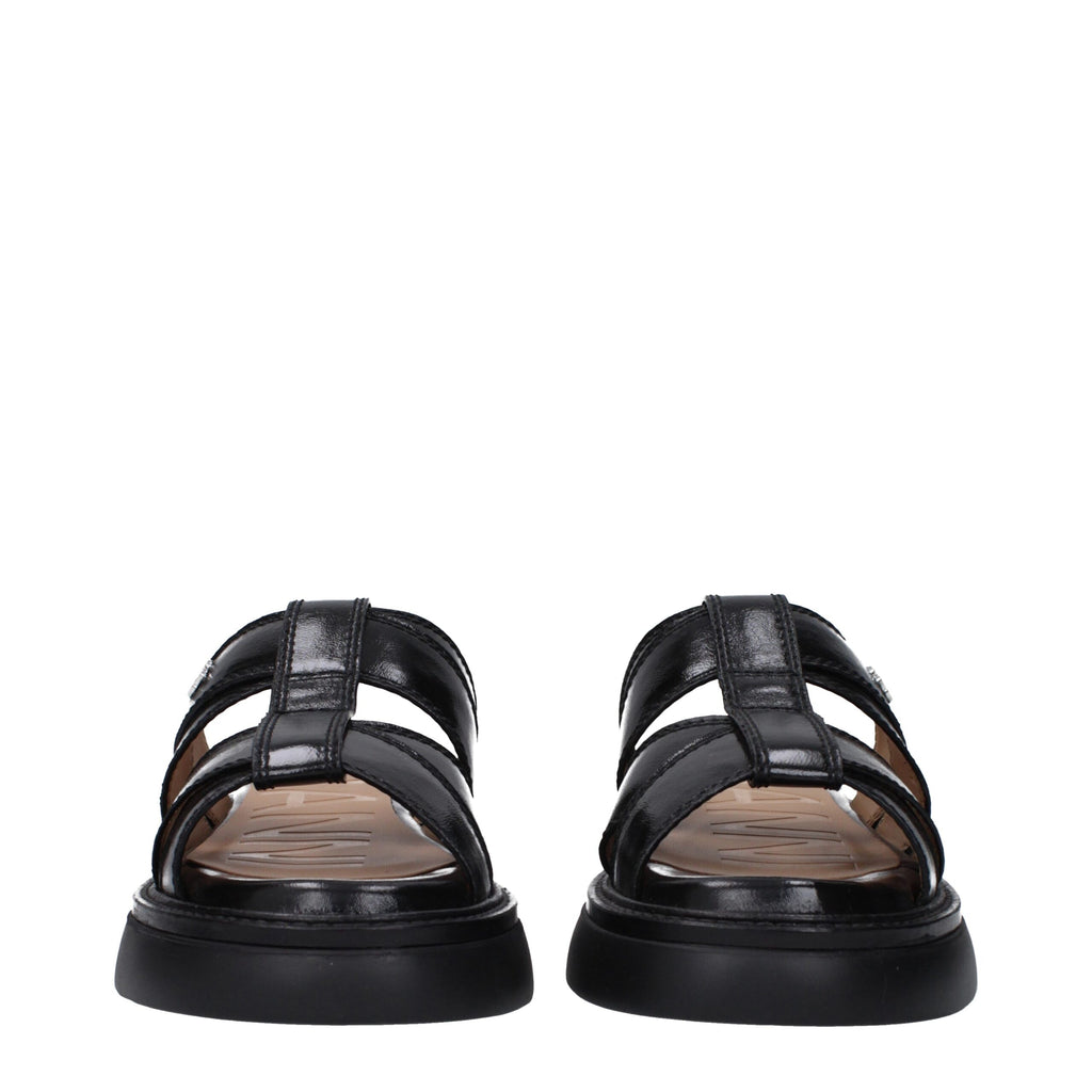 Black Fabric Slippers Sandals