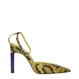 Yellow Leather High Heel Pumps