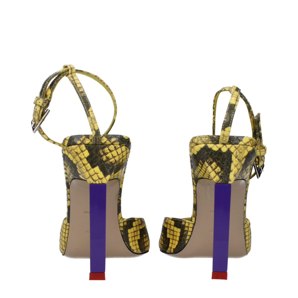 Yellow Leather High Heel Pumps