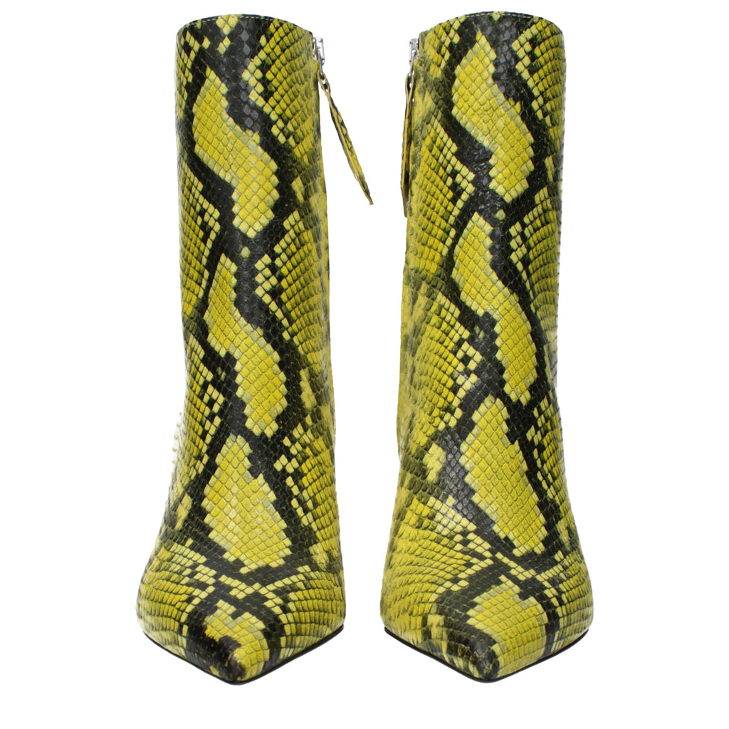 Yellow Leather Ankle Boots