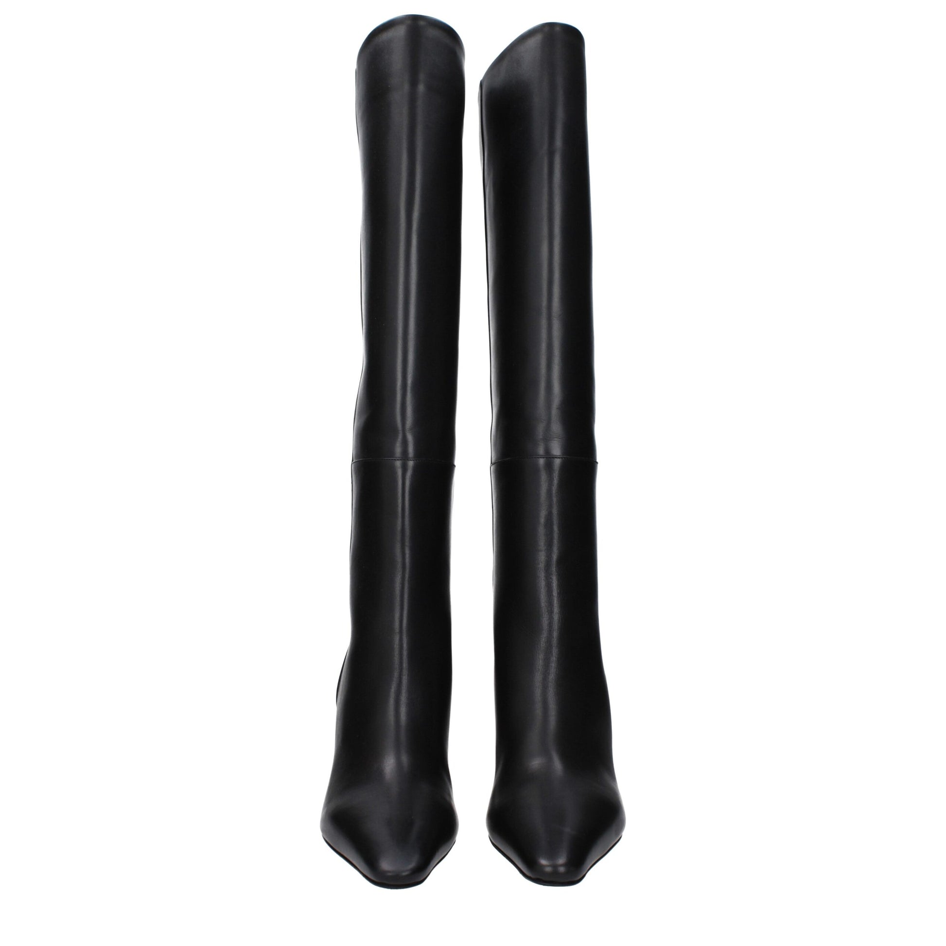 Black Leather High Heel Boots
