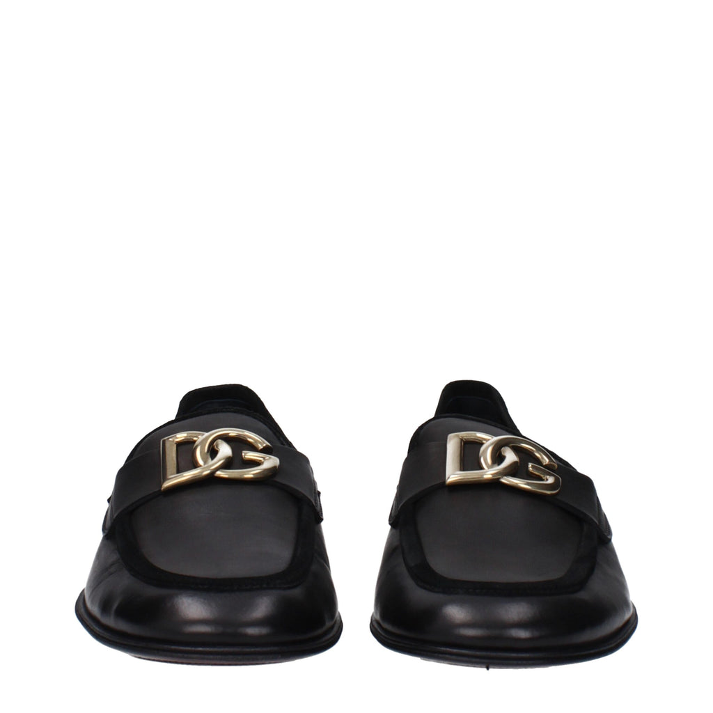 Black Leather Slip-On Loafers