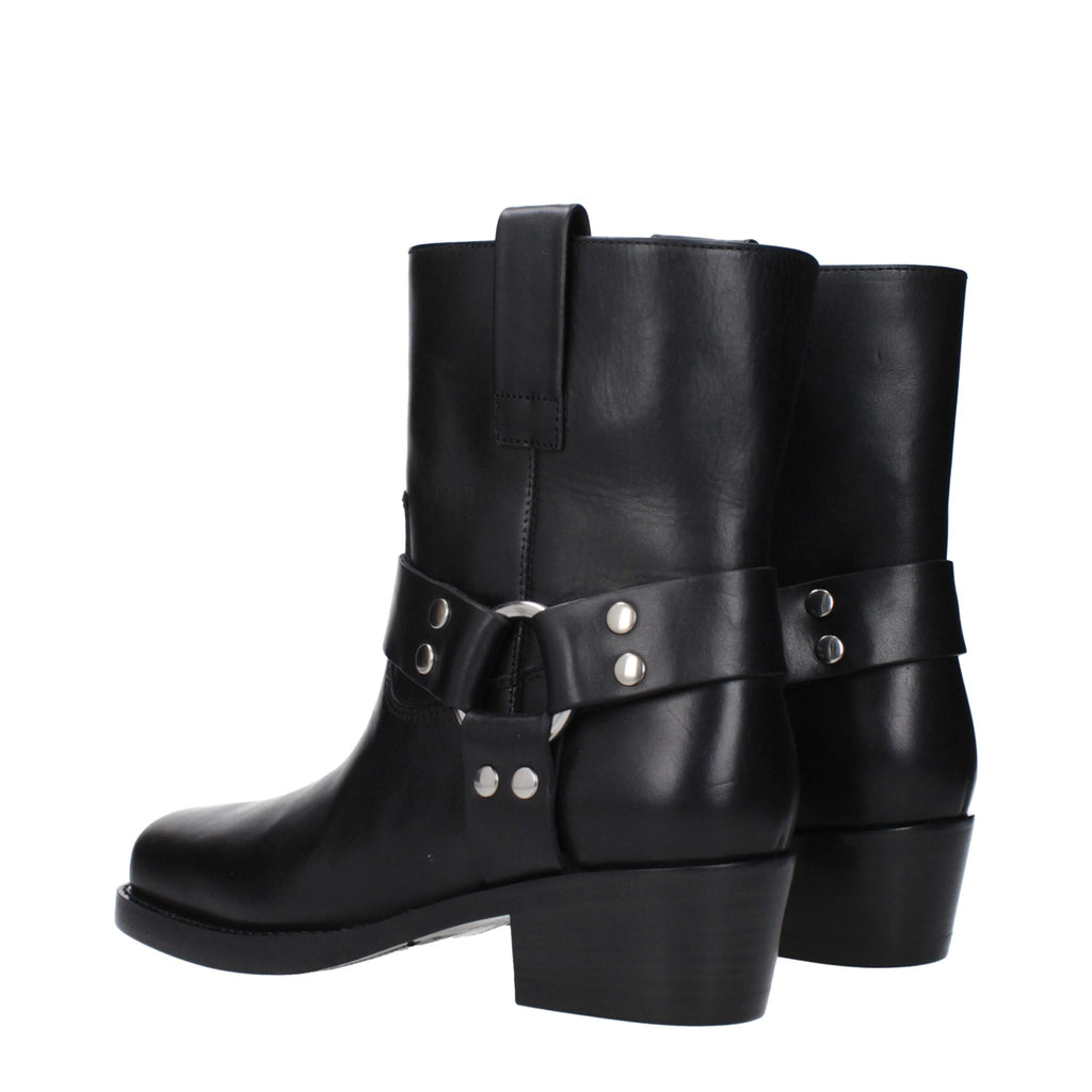 Black Leather Ankle Boots