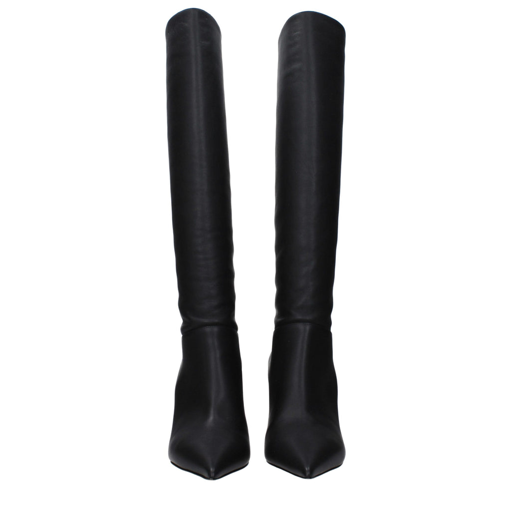 Black Leather High Heel Boots