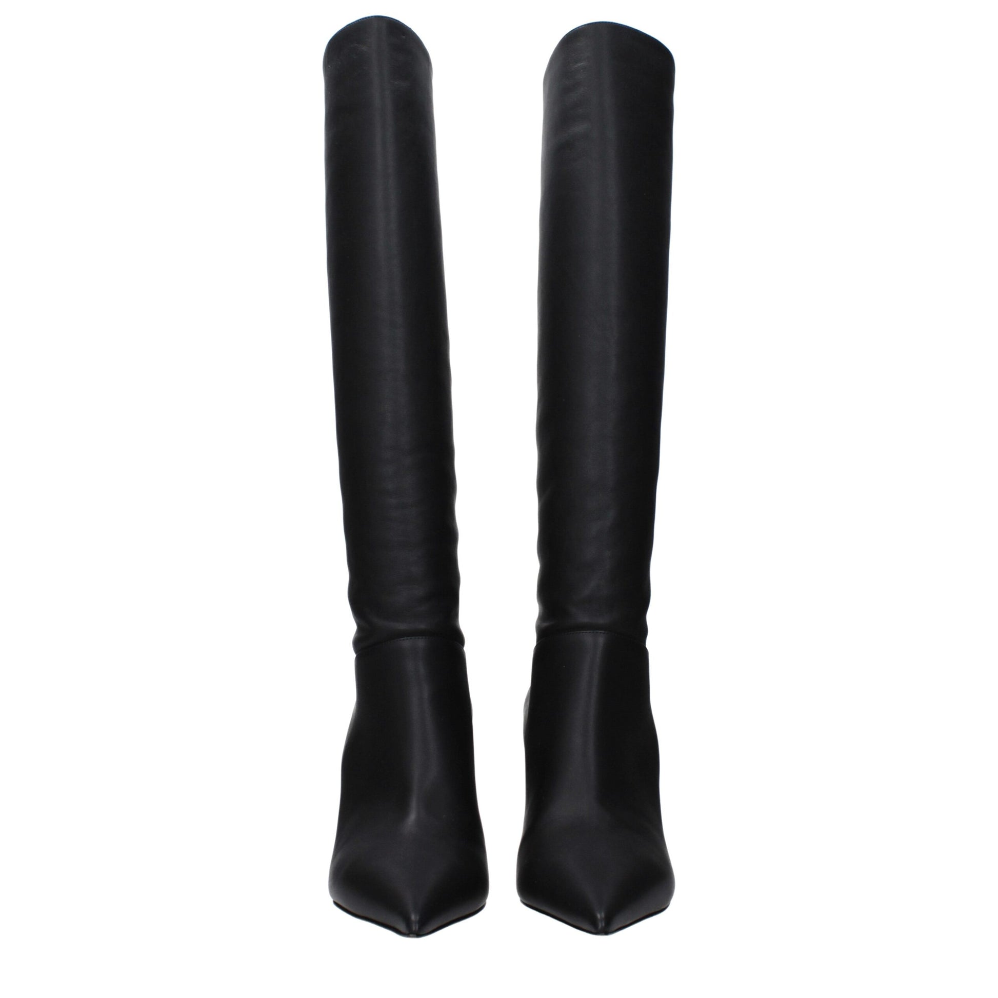 Black Leather High Heel Boots