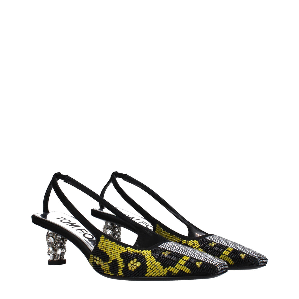 Yellow Satin Stiletto Heels Sandals