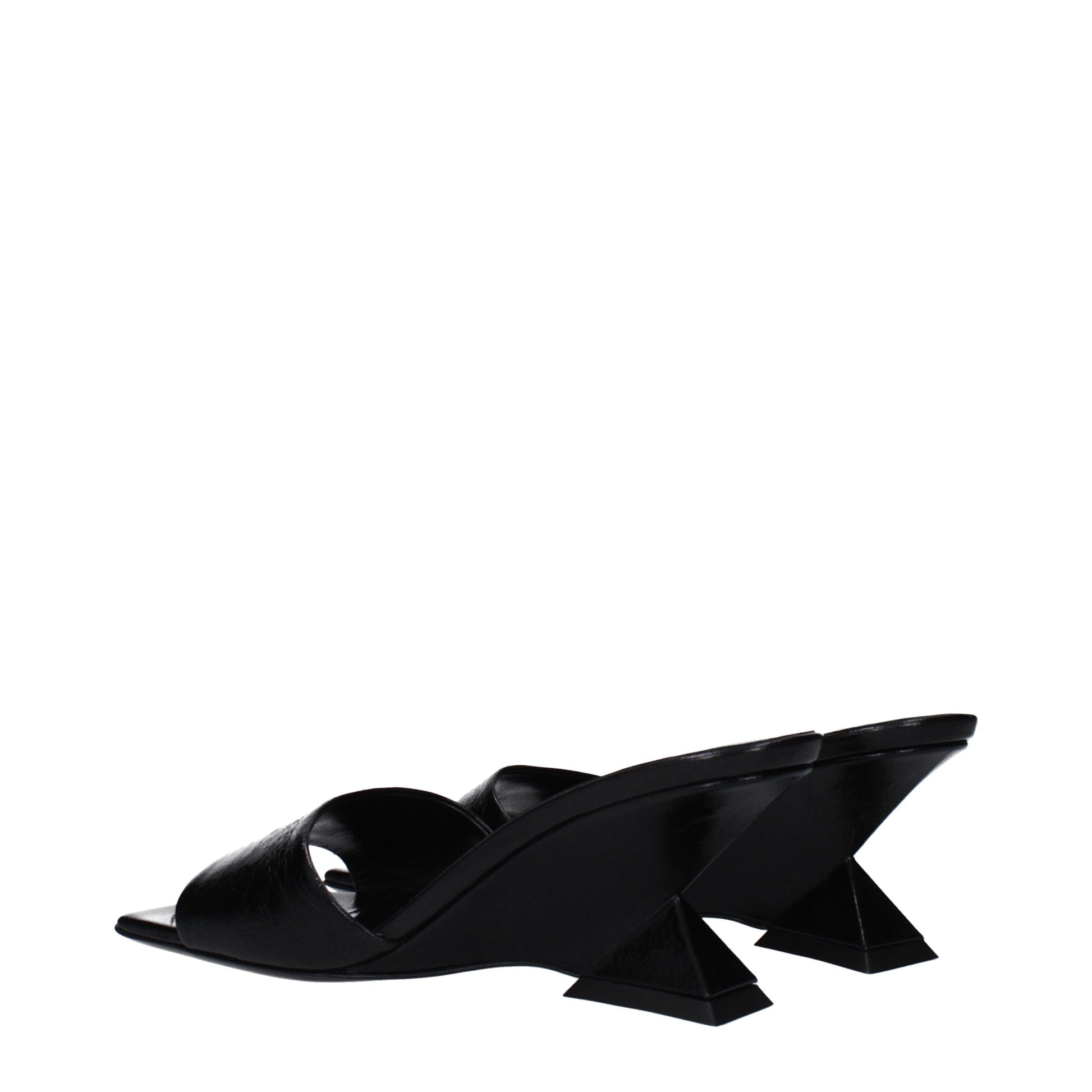 The Attico Black Leather Sandals