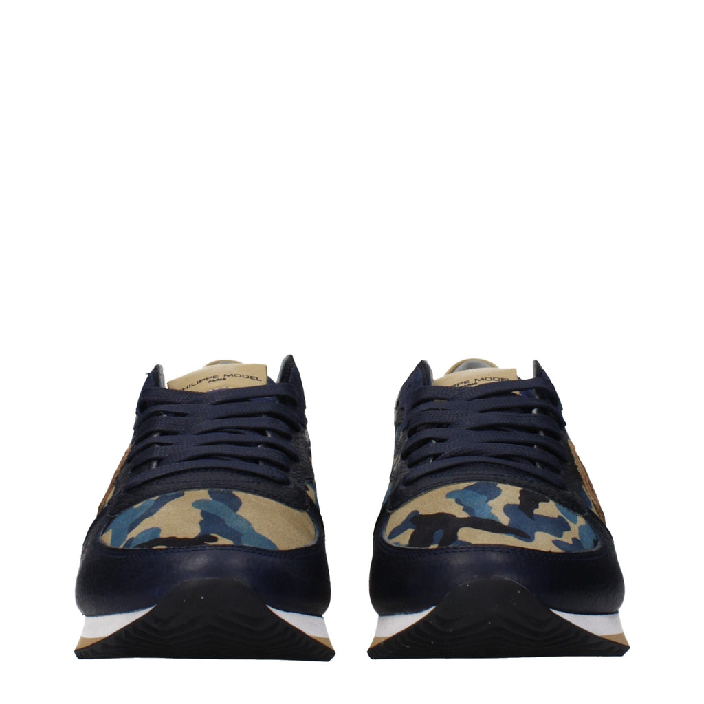 Blue Leather Sneakers