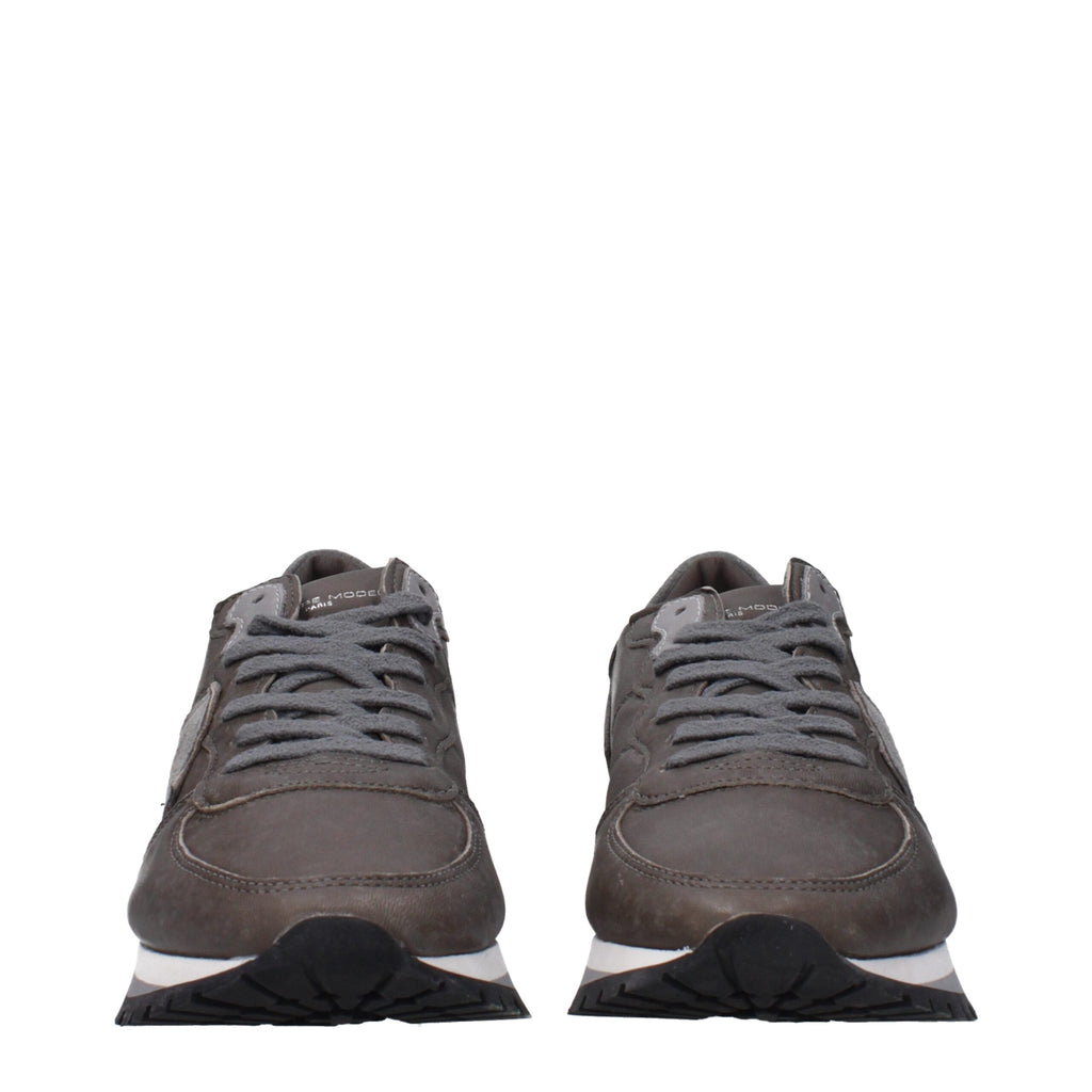 Gray Leather Sneakers