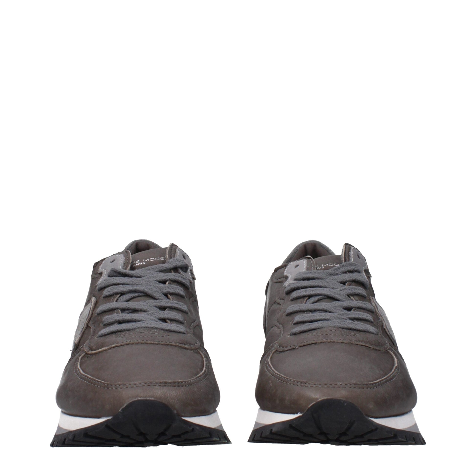 Gray Leather Sneakers