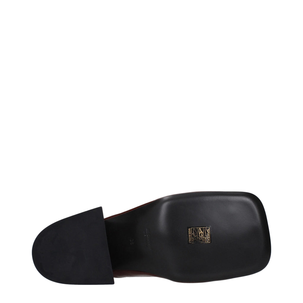 Red Leather Mules
