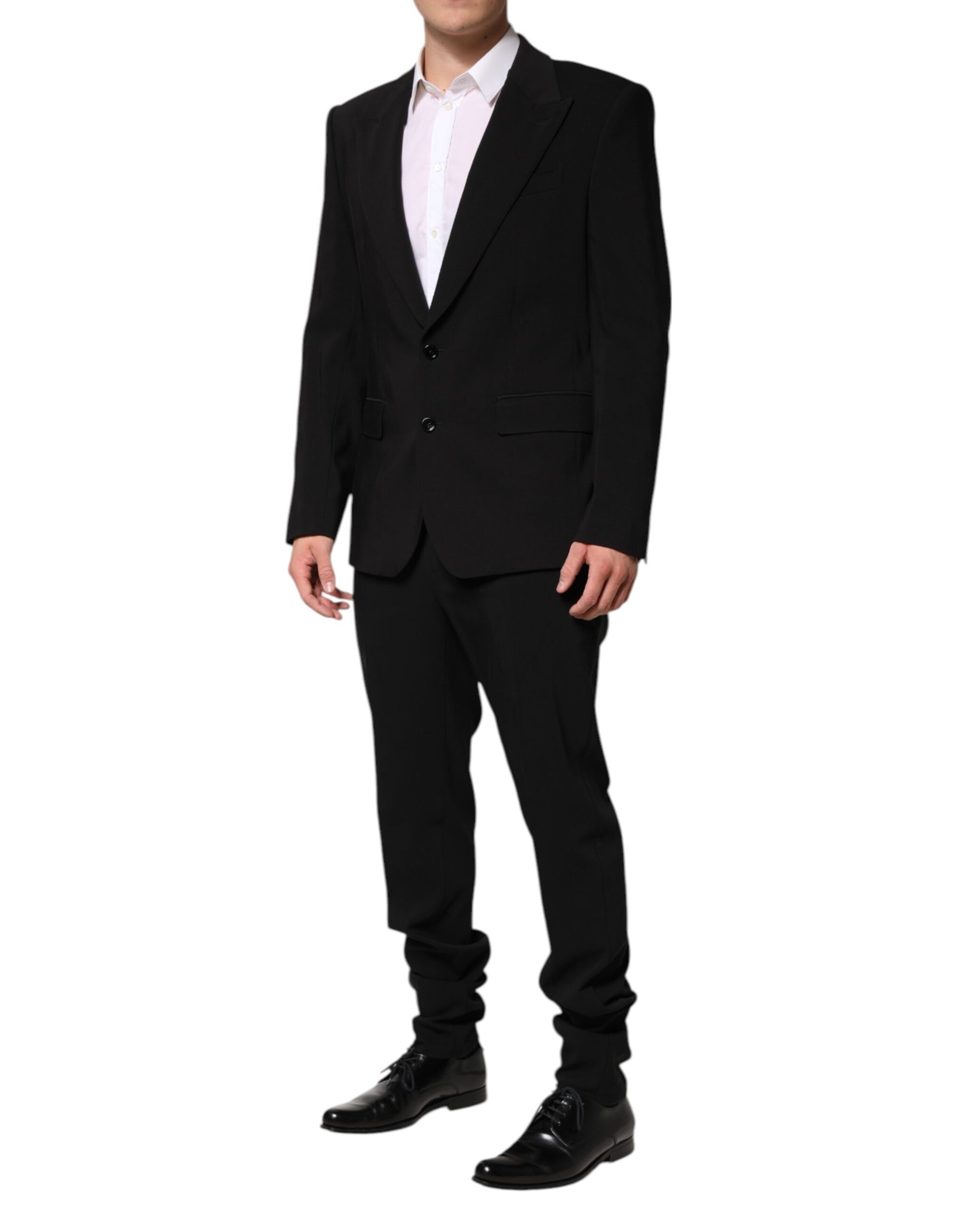 Dolce & Gabbana Black Cotton Single Breasted 2 Piece Suit
