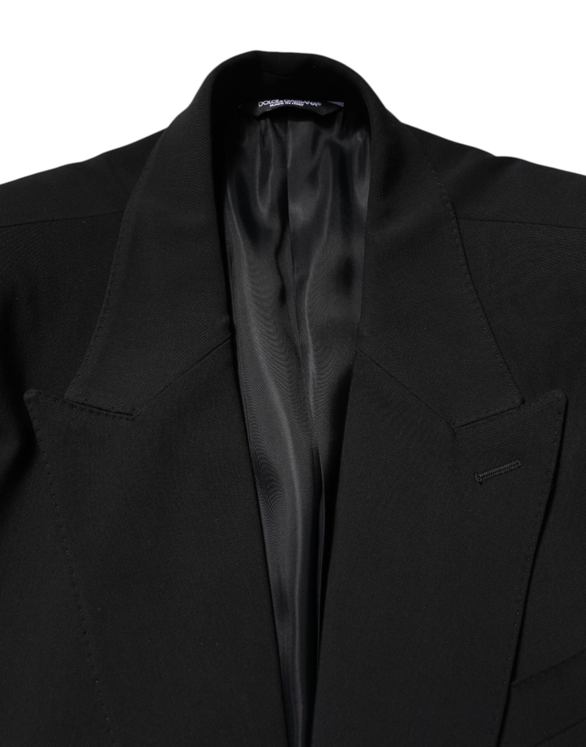 Dolce & Gabbana Black Cotton Single Breasted 2 Piece Suit
