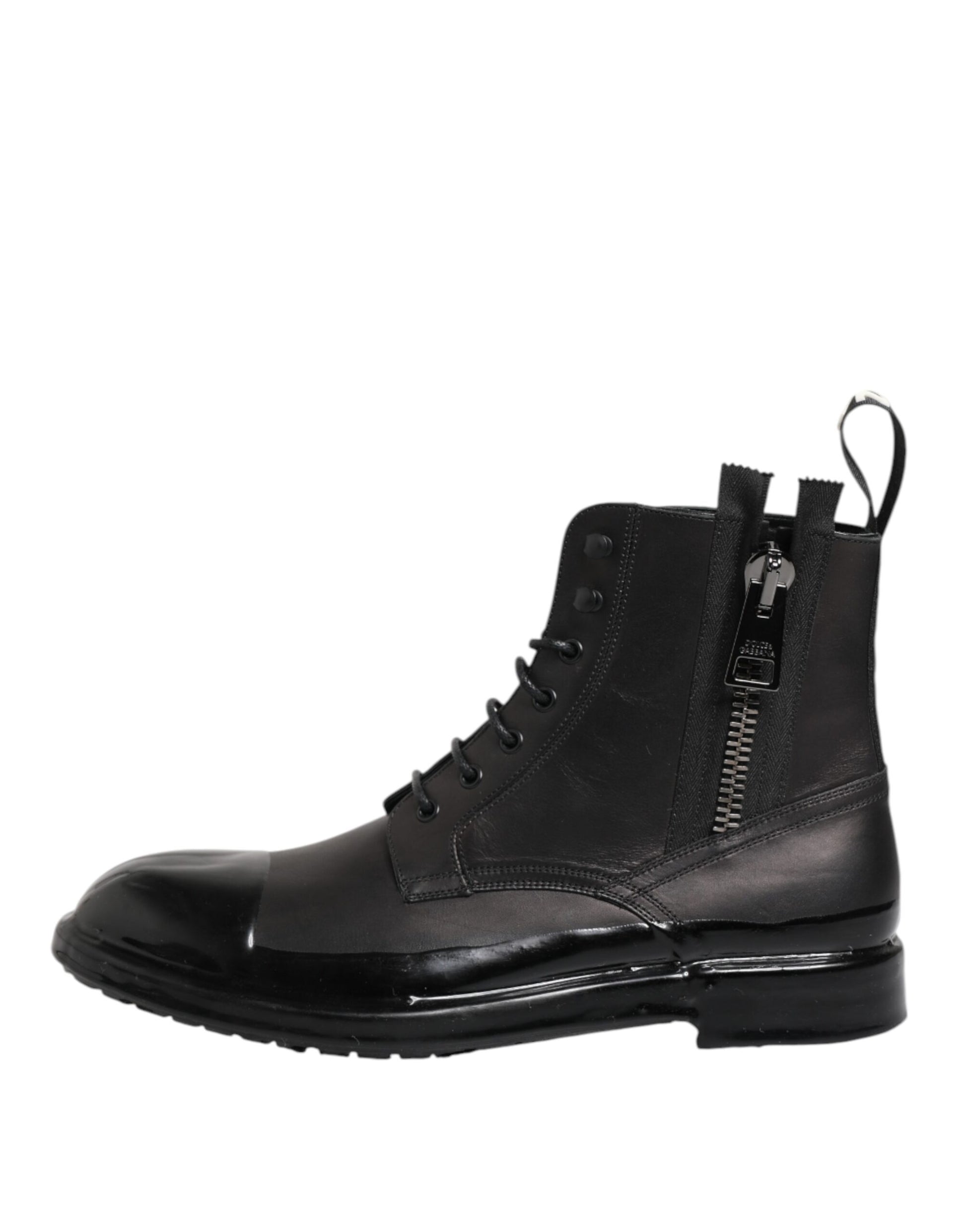 Dolce & Gabbana Brown Black Lace Up Mid Calf Men Boots Shoes