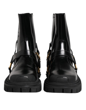 Black Leather Chelsea Men Short Boots Shoes