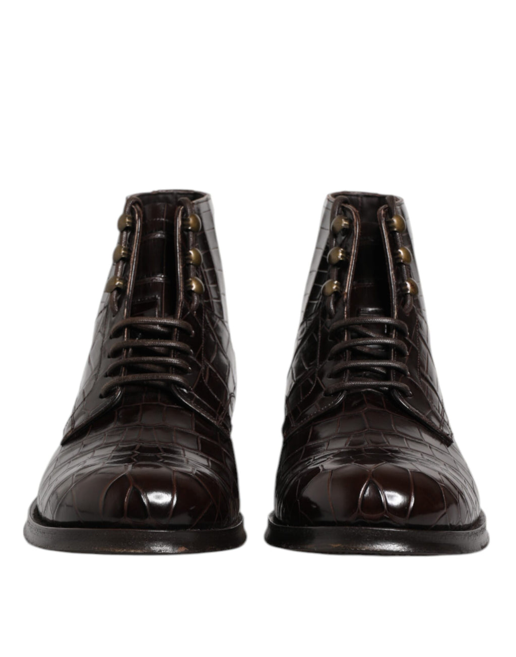 Dark Brown Leather Lace Up Short Boots Shoes