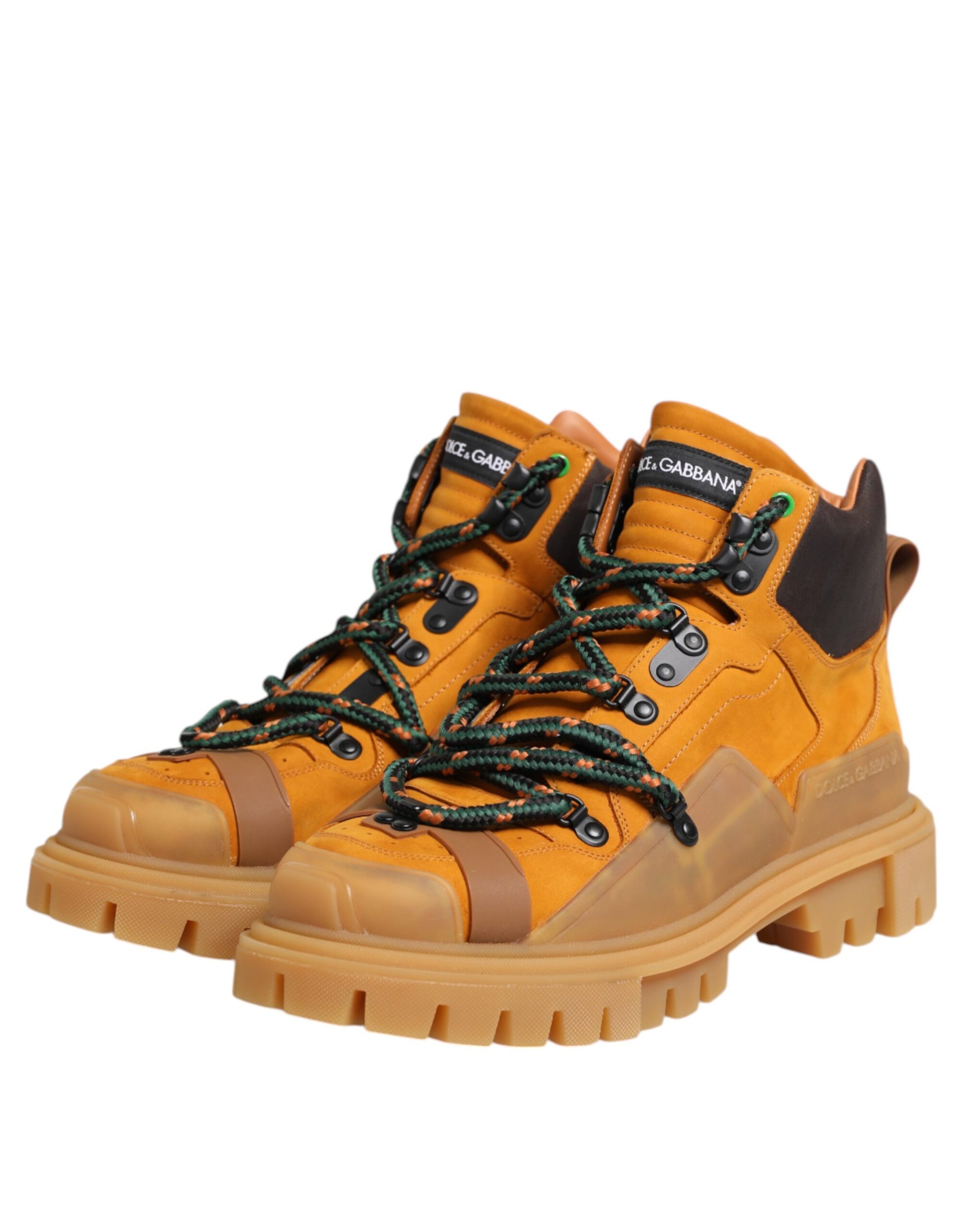 Dolce & Gabbana Orange Lace Up Trekking Ankle Boots Shoes