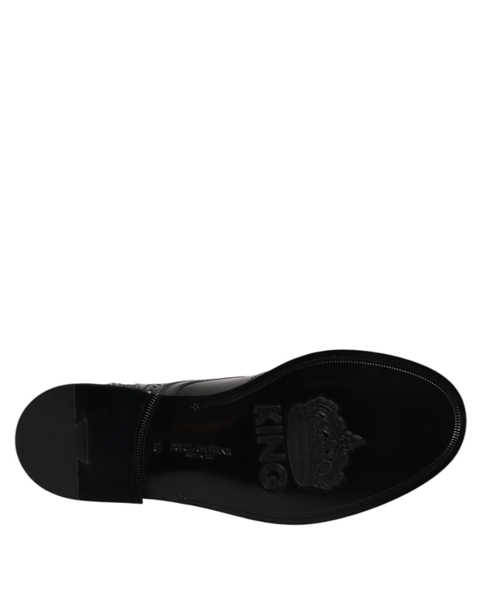 Dolce & Gabbana Black Leather Lace Up Mid Calf Boots Shoes