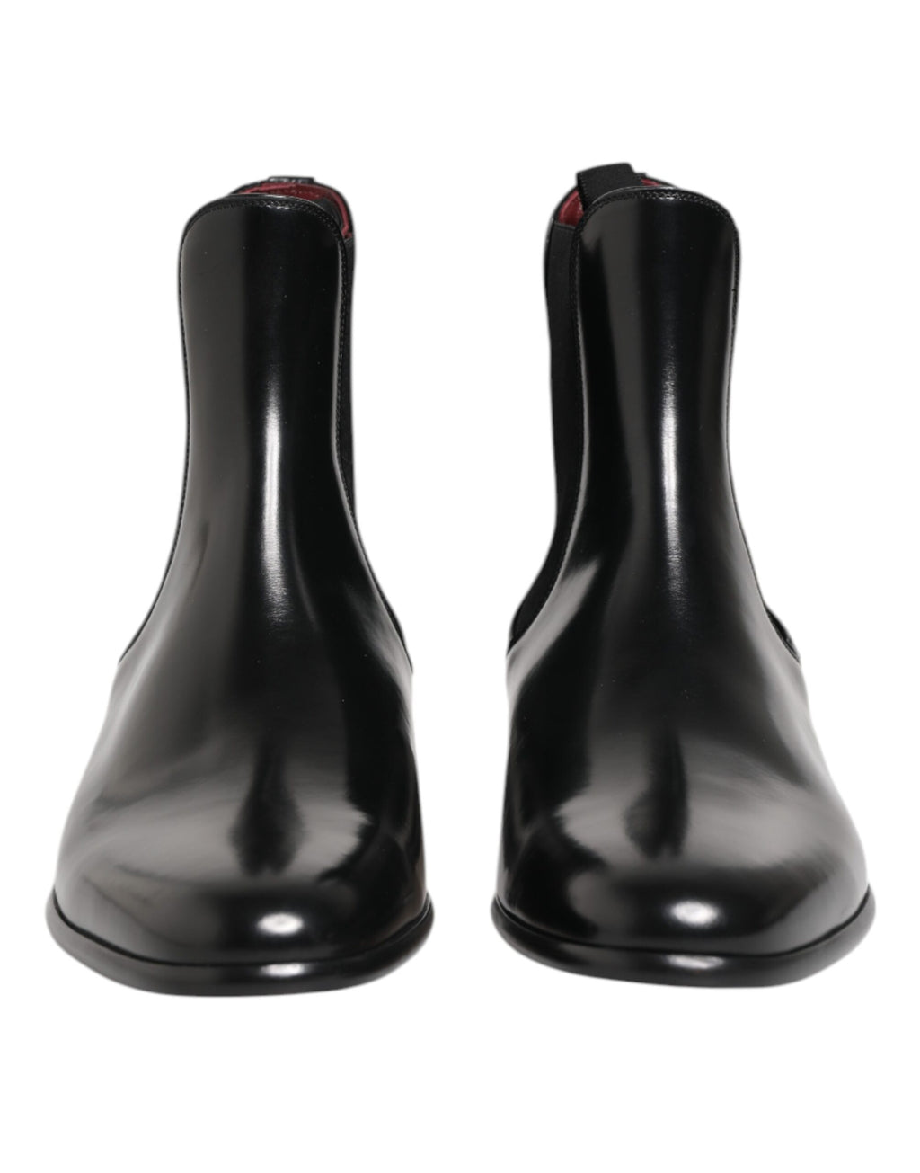 Black Leather Slip On Mid Calf Boots Shoes
