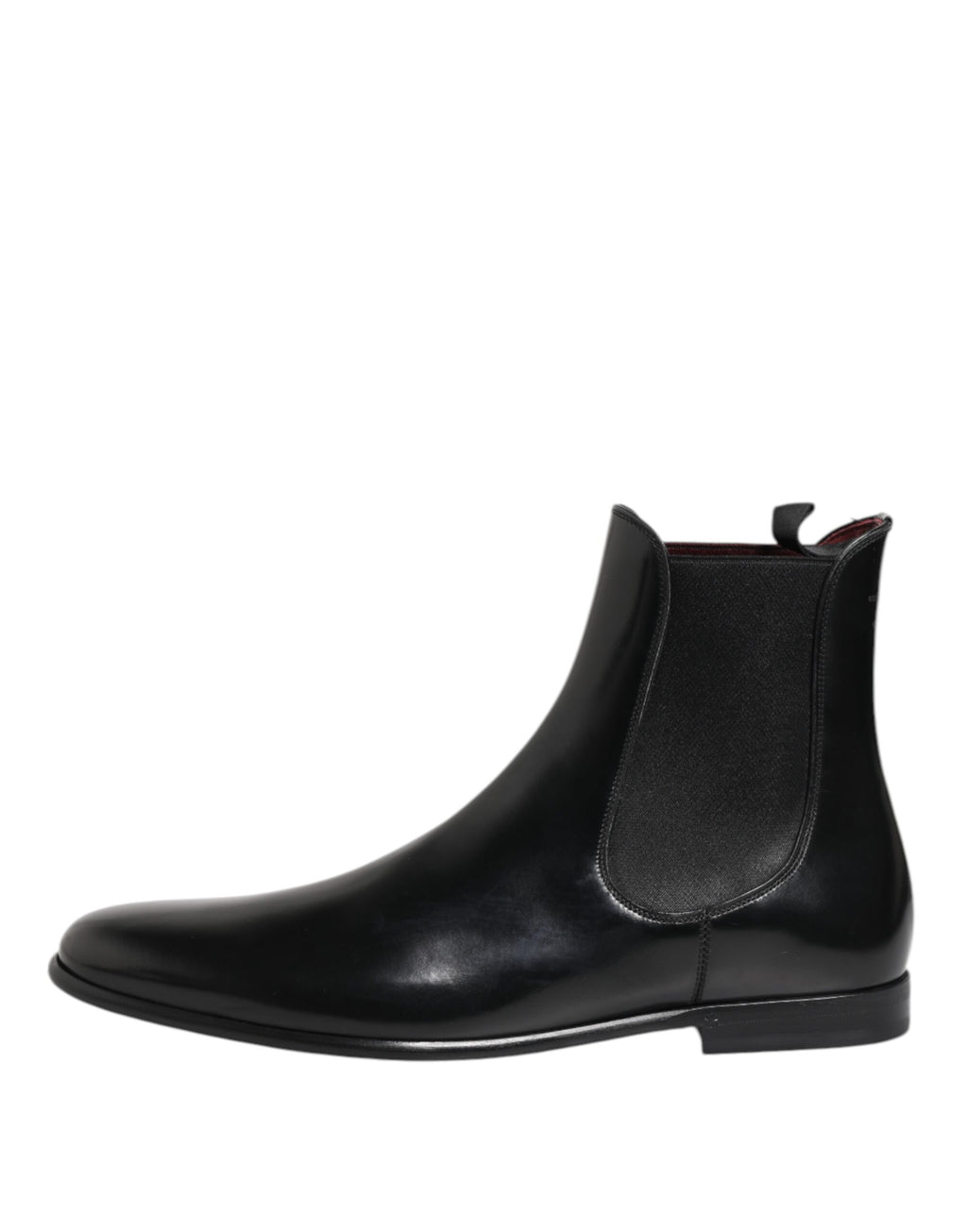 Black Leather Slip On Mid Calf Boots Shoes