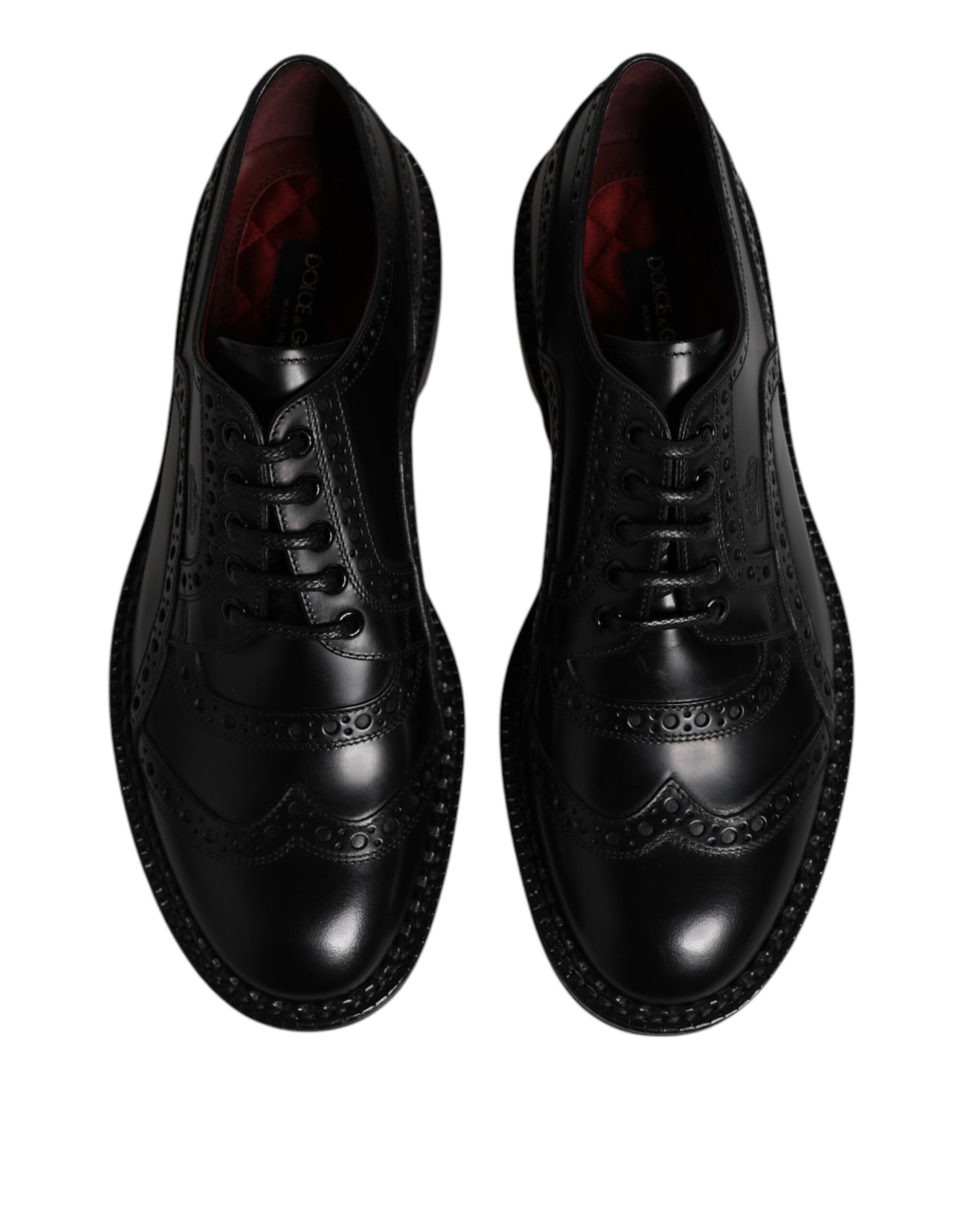 Dolce & Gabbana Black Leather Lace Up Men Derby Formal Shoes