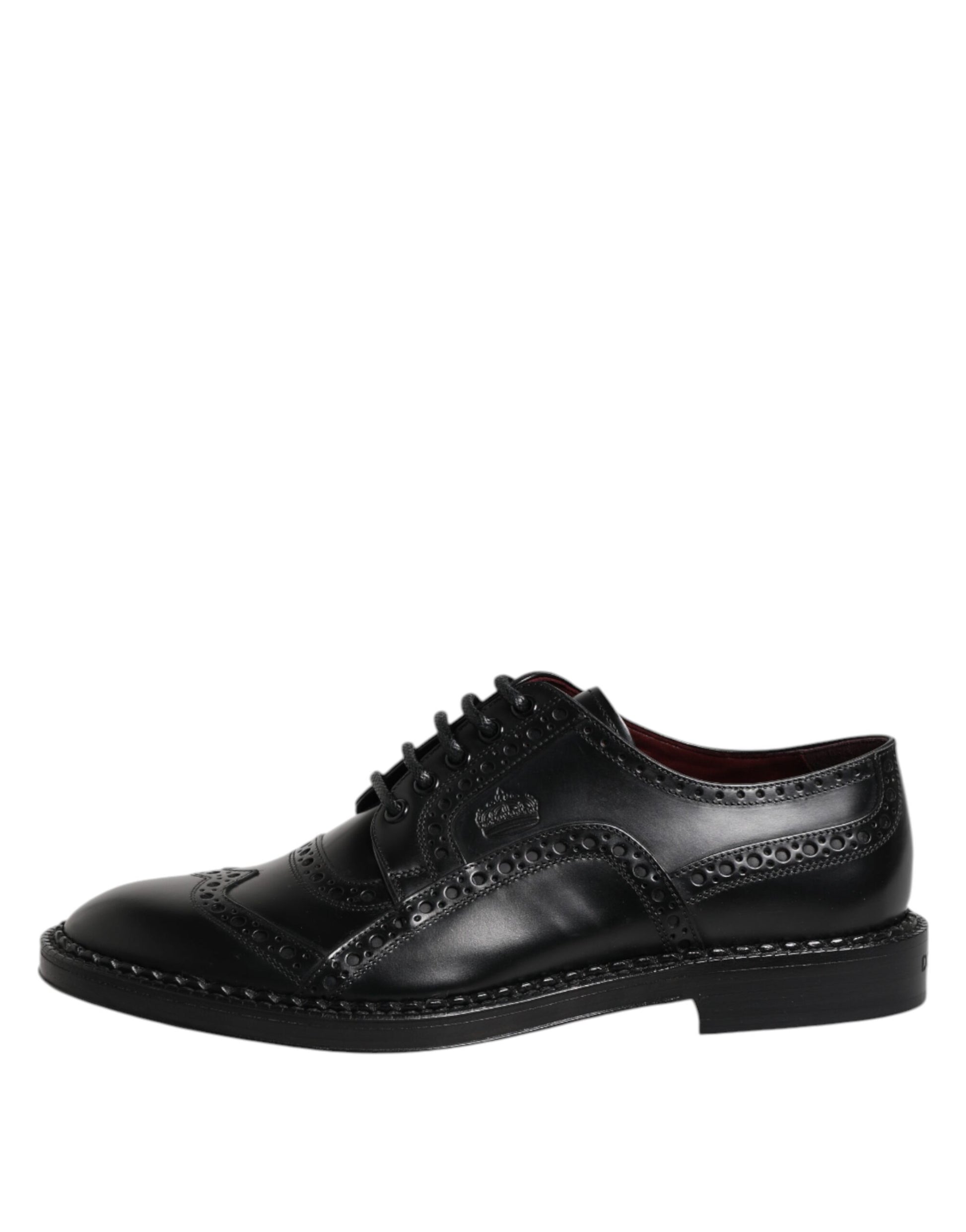 Dolce & Gabbana Black Leather Lace Up Men Derby Formal Shoes