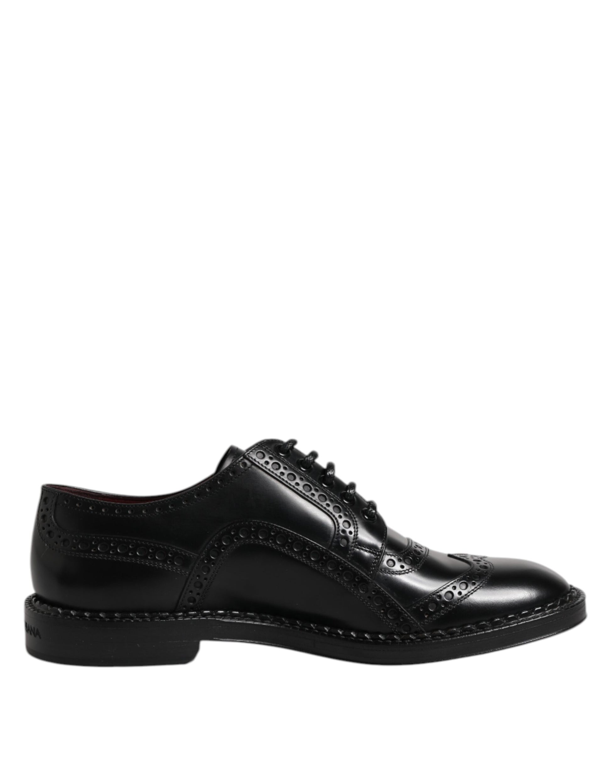 Dolce & Gabbana Black Leather Lace Up Men Derby Formal Shoes