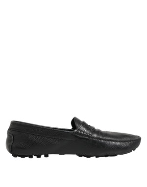 Dolce & Gabbana Black Leather Slip On Mocassin Loafer Shoes