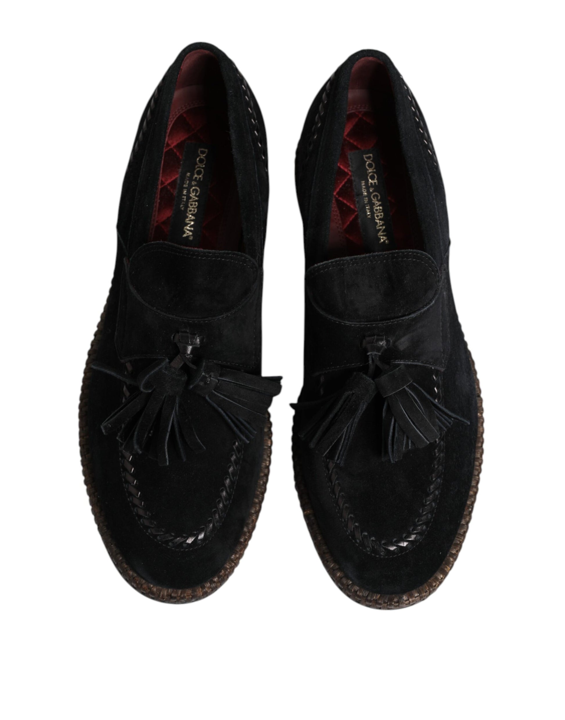 Dolce & Gabbana Black Suede Tassel Embellished Loafers Shoes