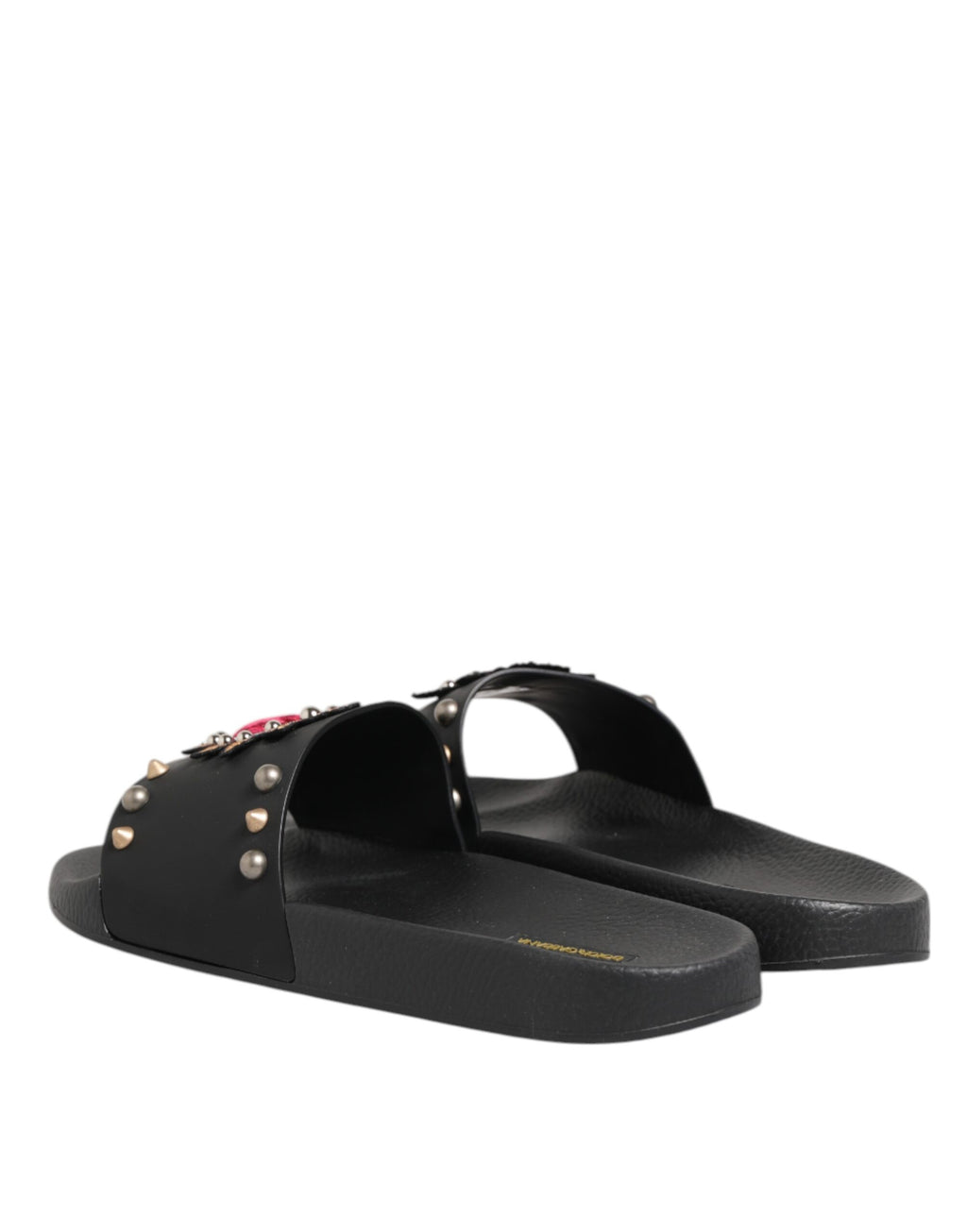 Black Rubber Sacred Heart Slides Men Beachwear Shoes