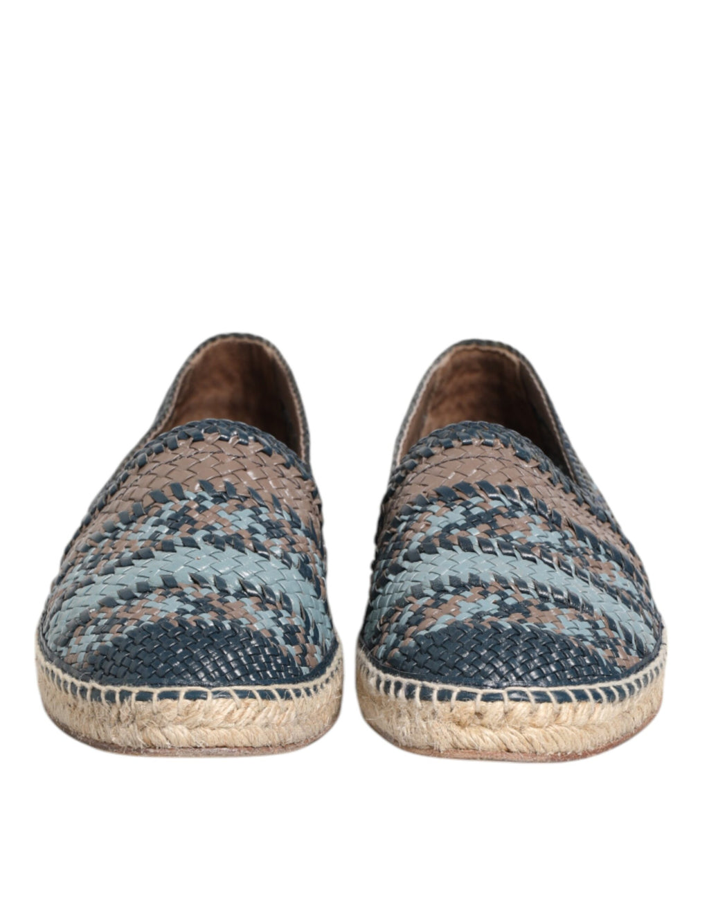 Blaugraue Espadrilles aus gewebtem Leder von Buffalo