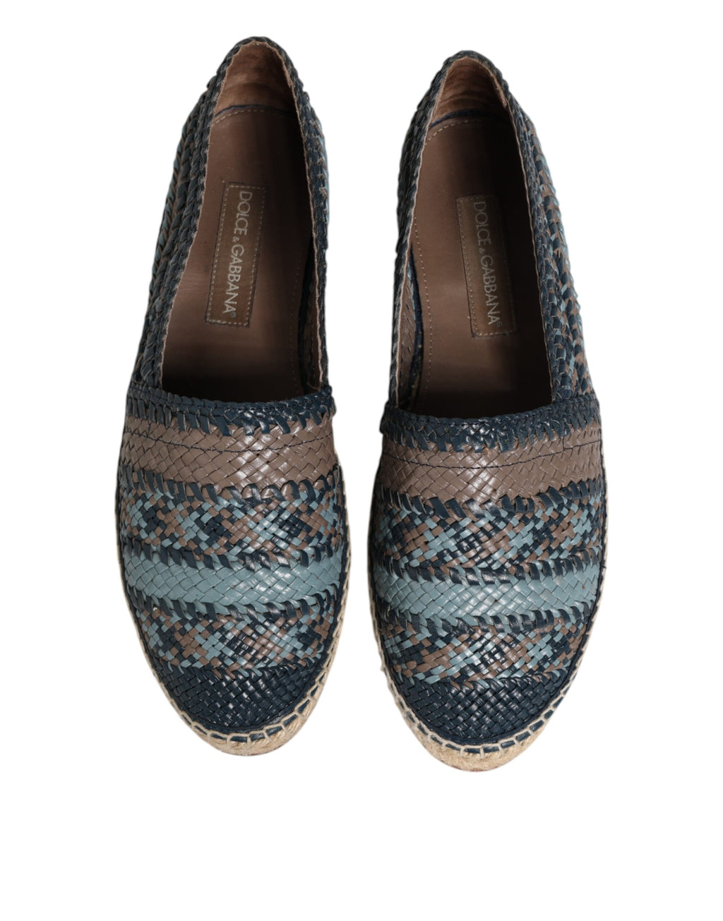 Blaugraue Espadrilles aus gewebtem Leder von Buffalo