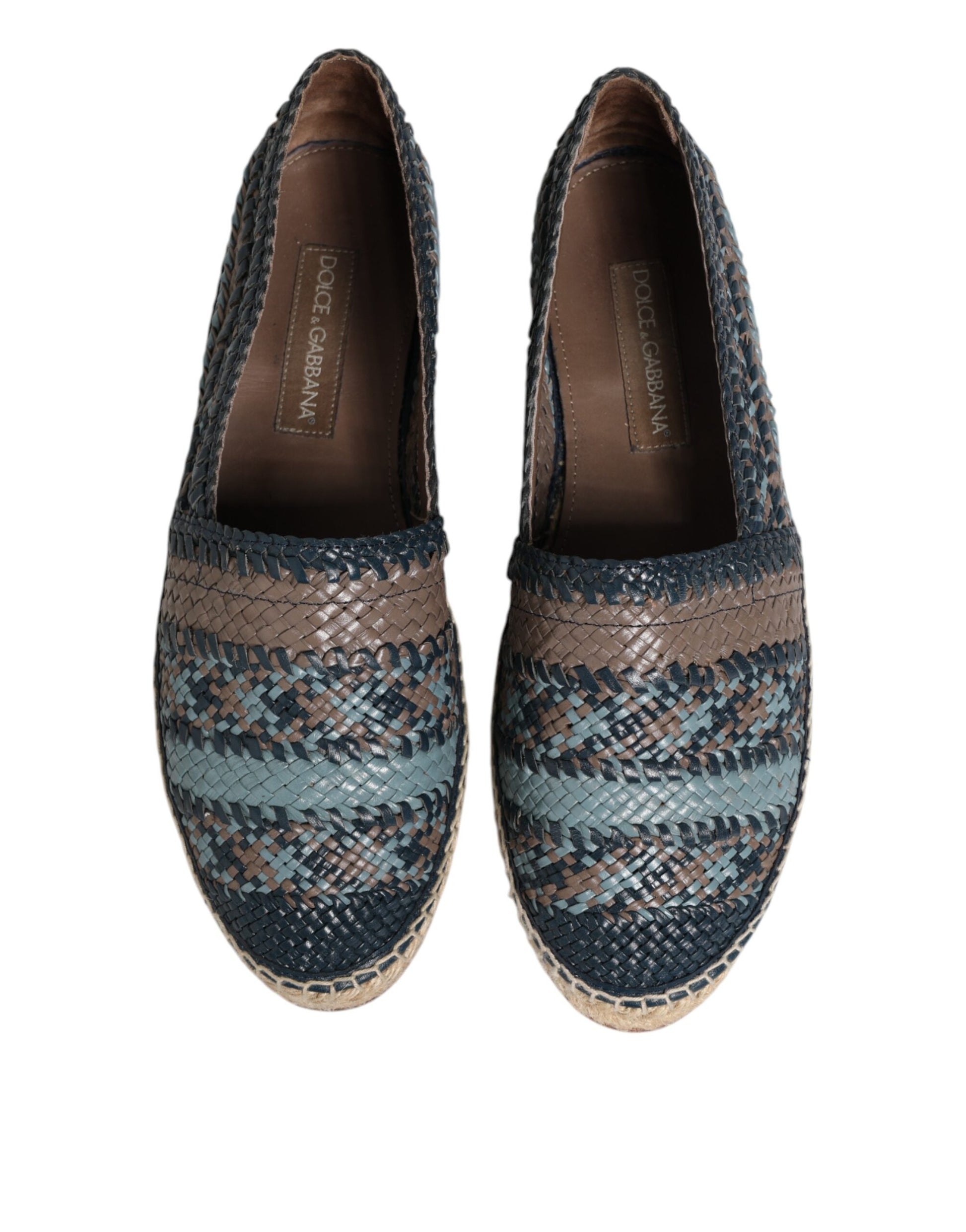 Blaugraue Espadrilles aus gewebtem Leder von Buffalo