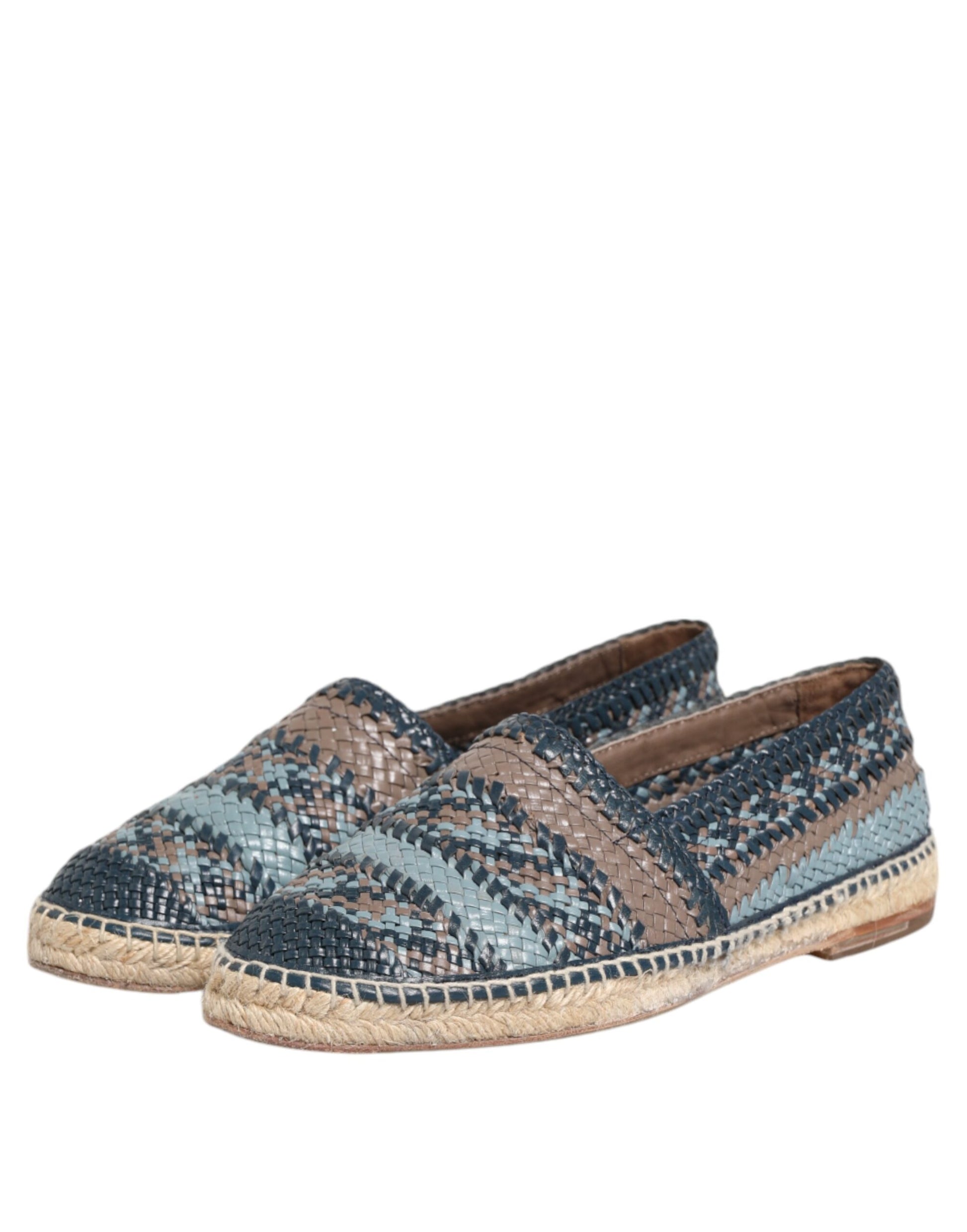 Blaugraue Espadrilles aus gewebtem Leder von Buffalo