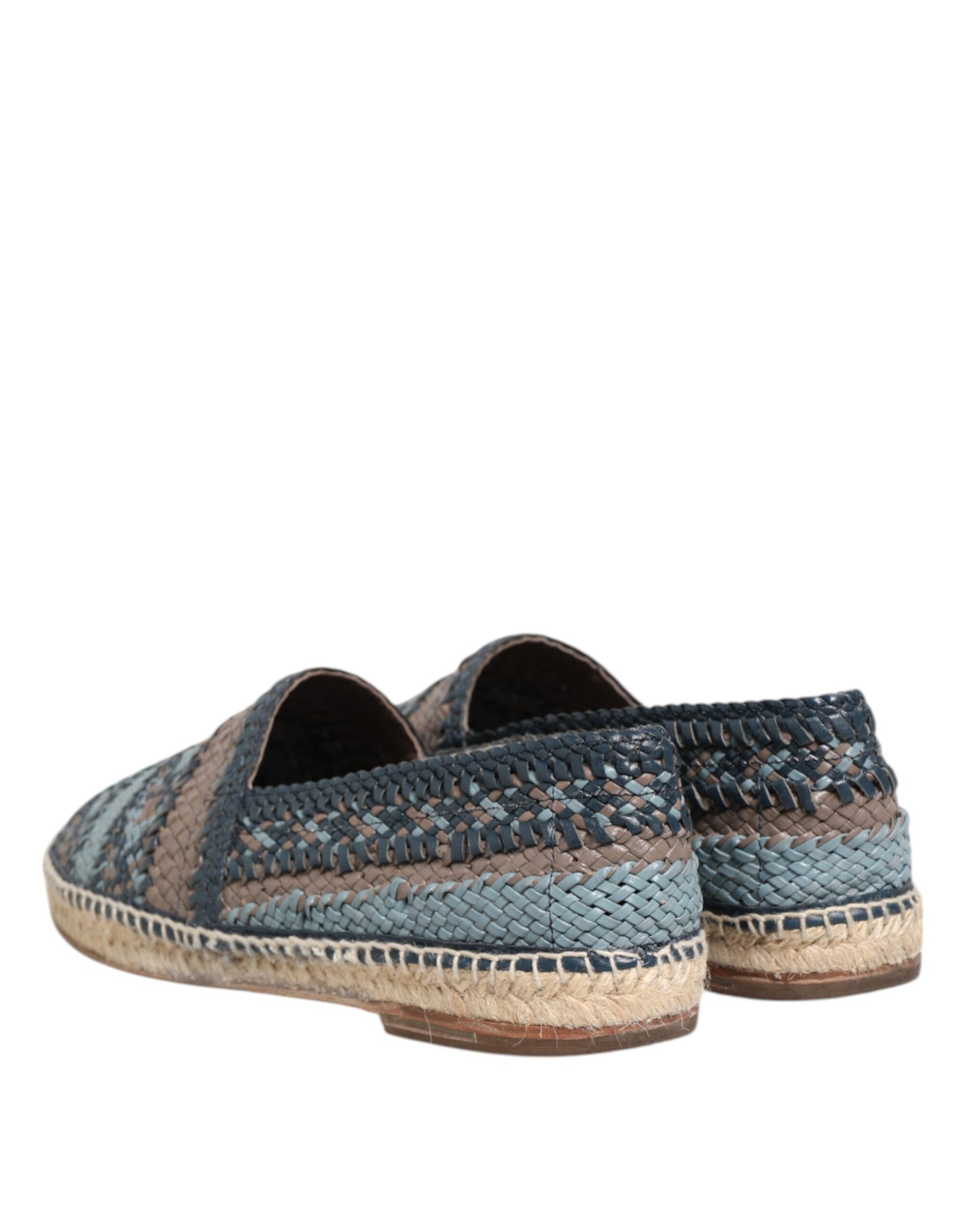 Blaugraue Espadrilles aus gewebtem Leder von Buffalo