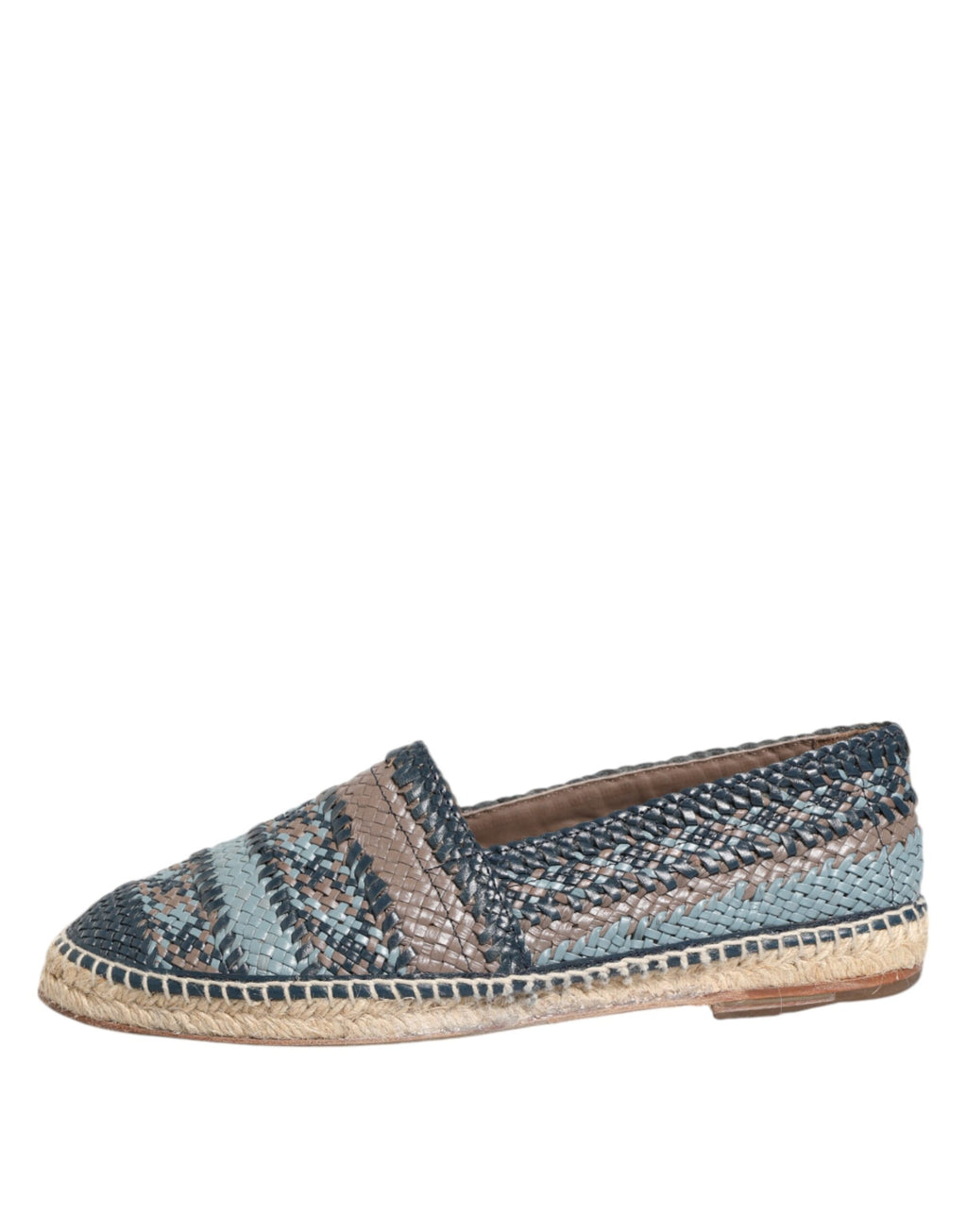 Blaugraue Espadrilles aus gewebtem Leder von Buffalo
