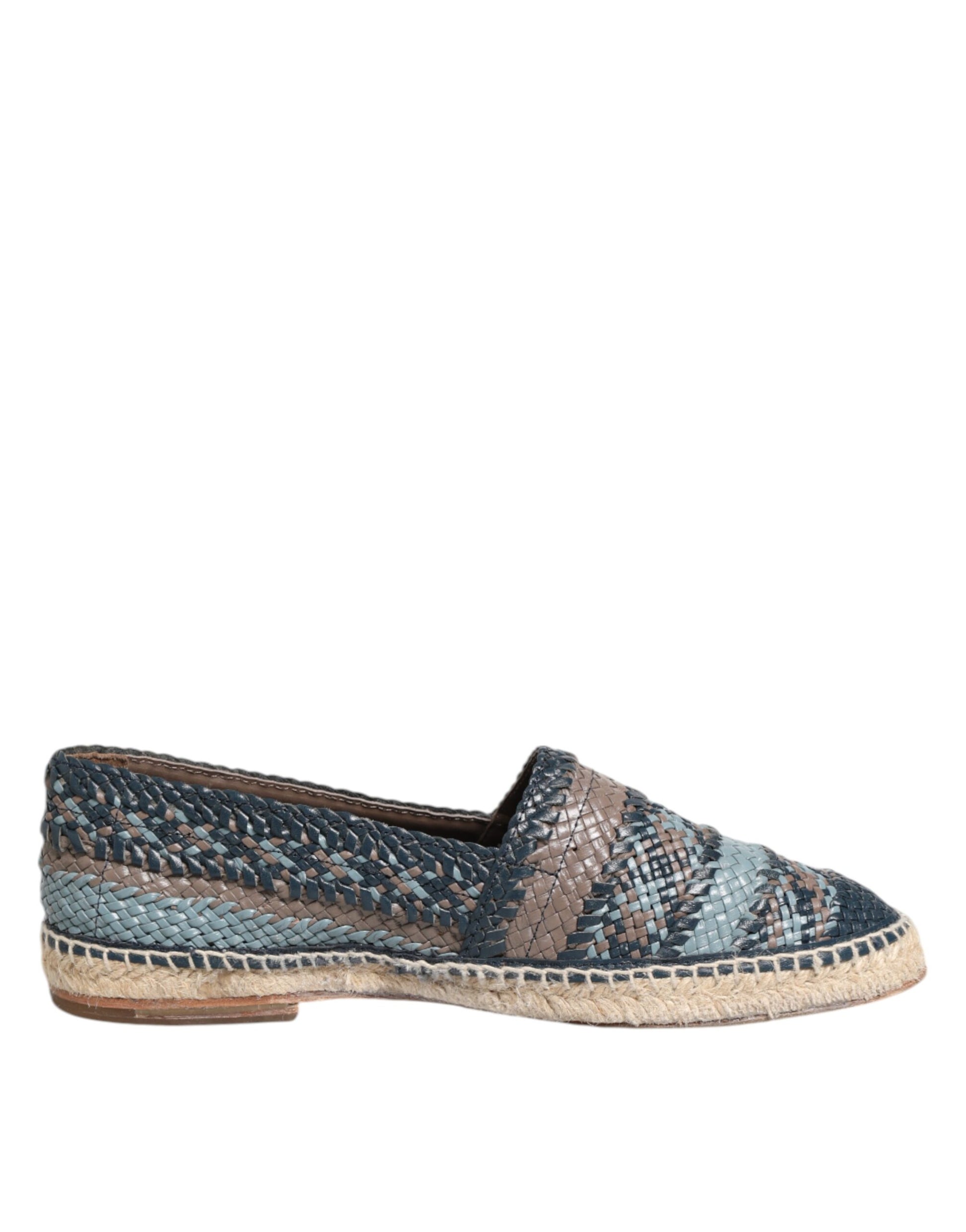 Blaugraue Espadrilles aus gewebtem Leder von Buffalo