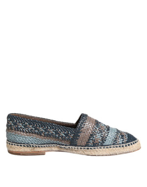 Blaugraue Espadrilles aus gewebtem Leder von Buffalo