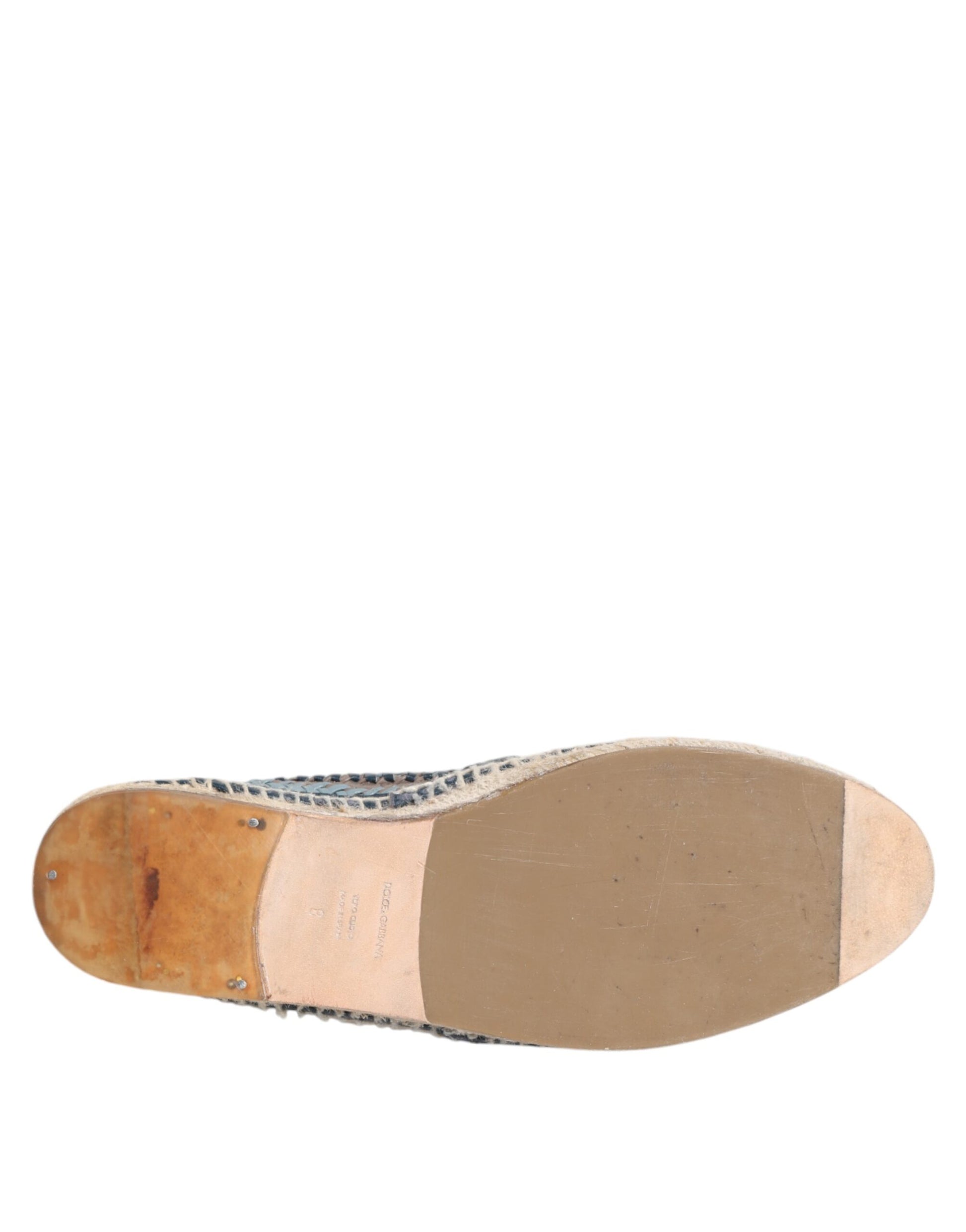 Blaugraue Espadrilles aus gewebtem Leder von Buffalo