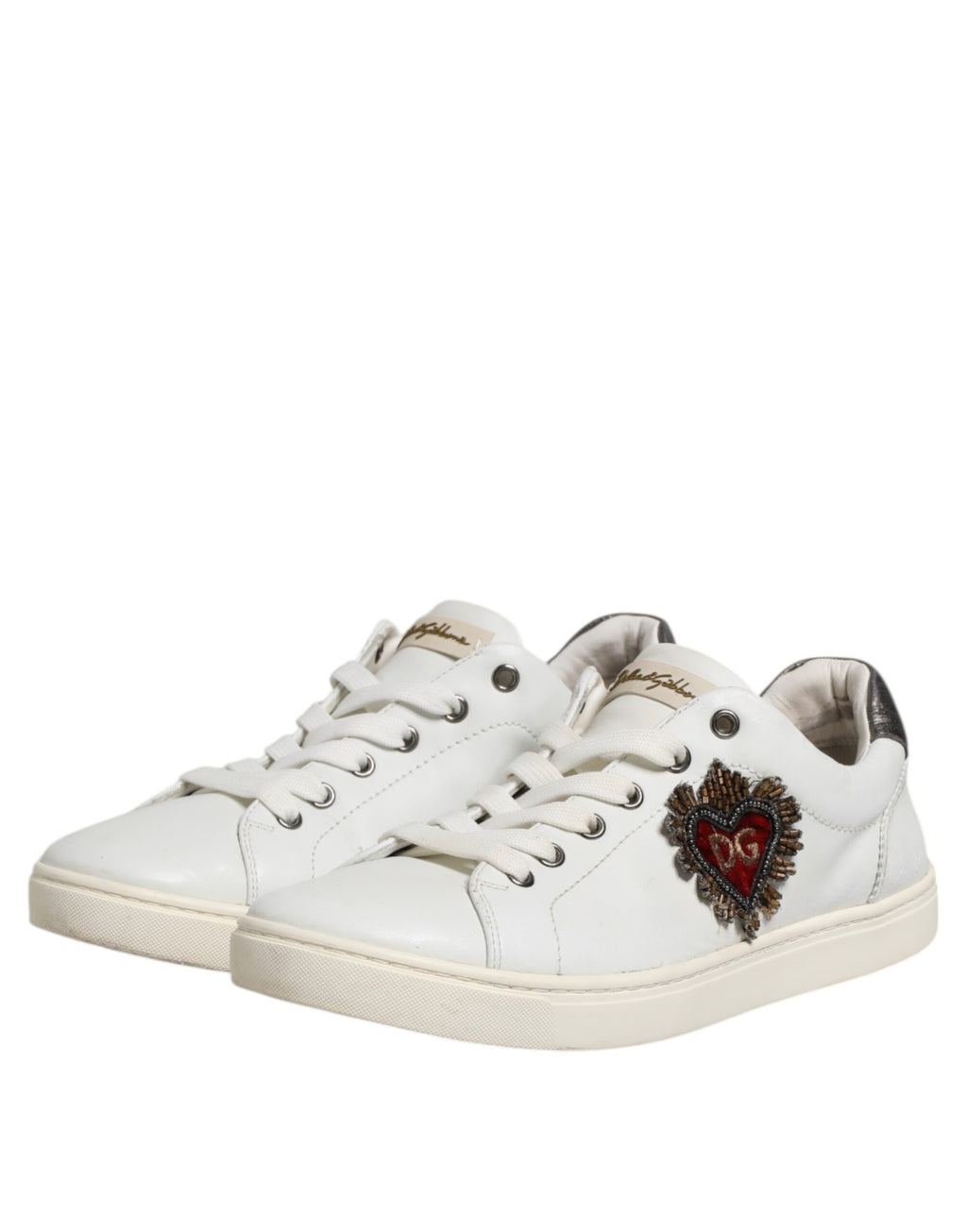 Weiß Silber Sacred Heart Männer Sneakers Schuhe