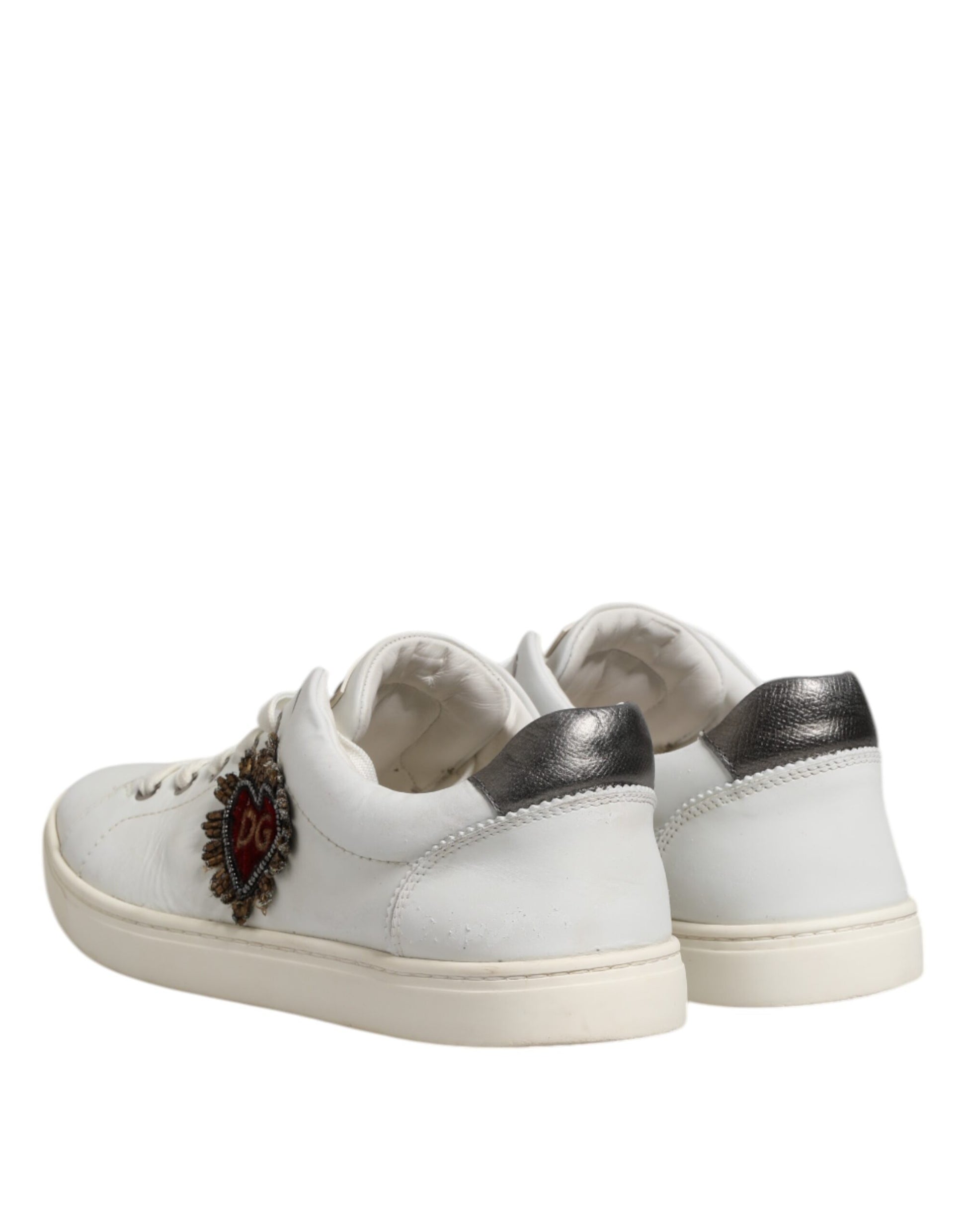 Weiß Silber Sacred Heart Männer Sneakers Schuhe