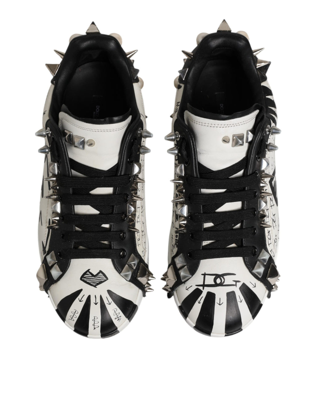 Black White Studded Low Top Sneakers Shoes