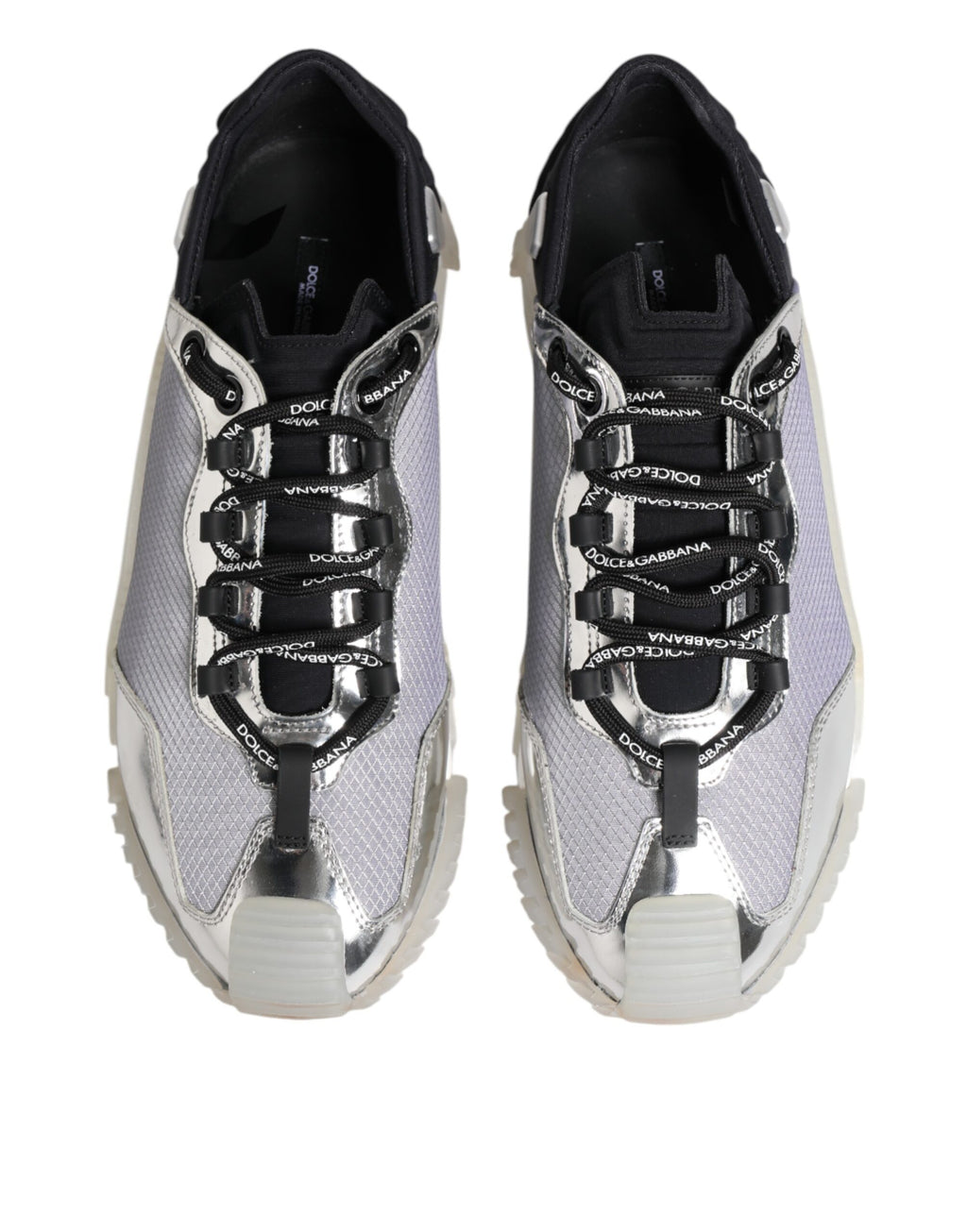 Silber Schwarz Nylon NS1 Low Top Sneakers Schuhe