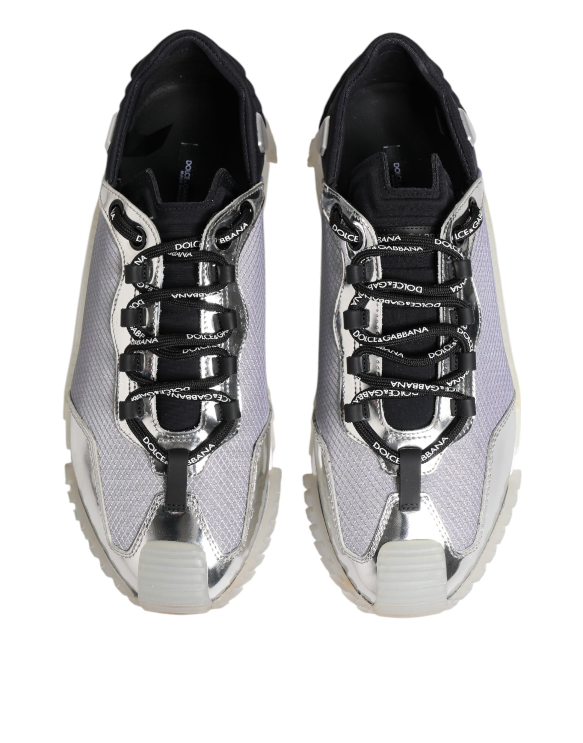 Silber Schwarz Nylon NS1 Low Top Sneakers Schuhe