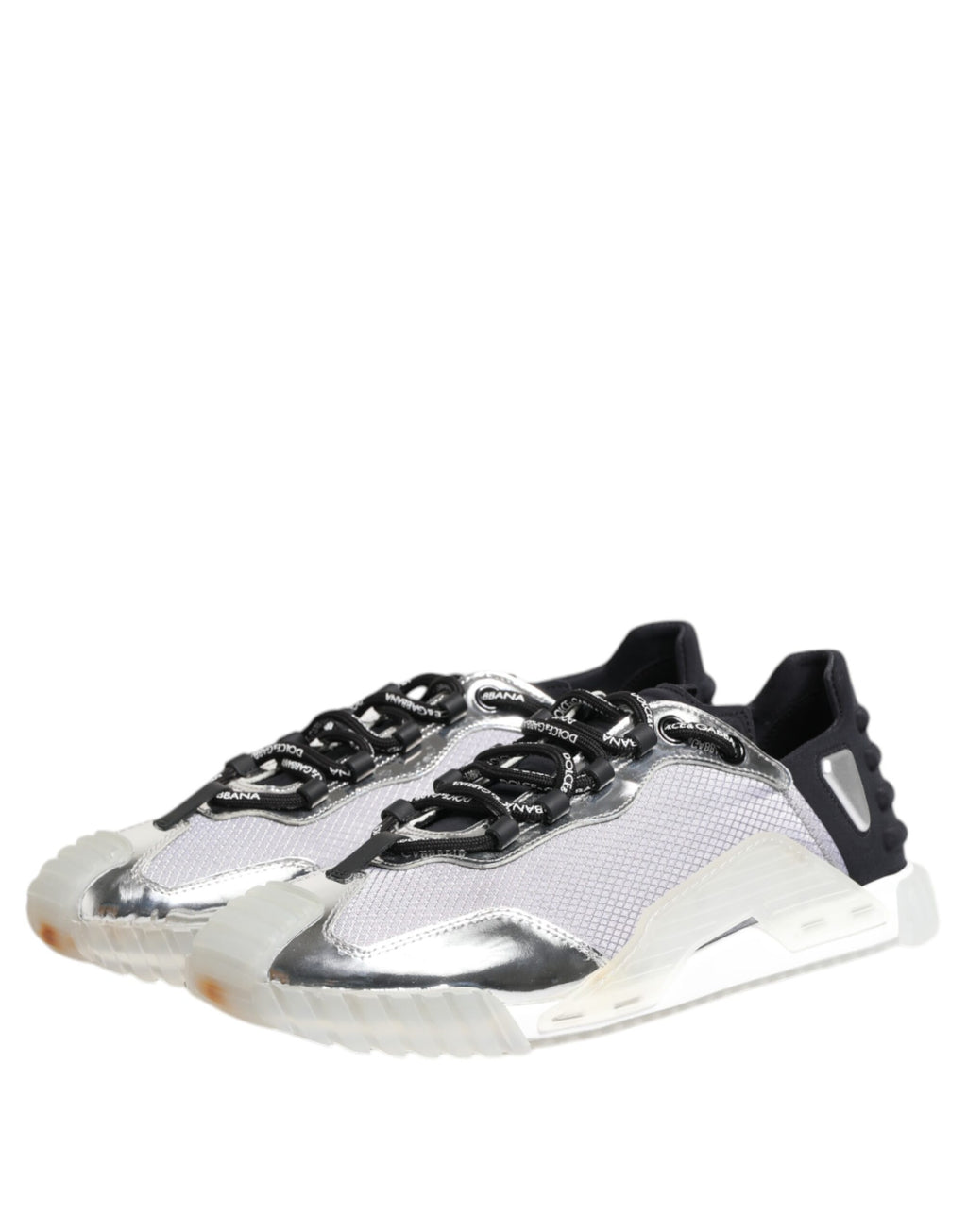 Silber Schwarz Nylon NS1 Low Top Sneakers Schuhe
