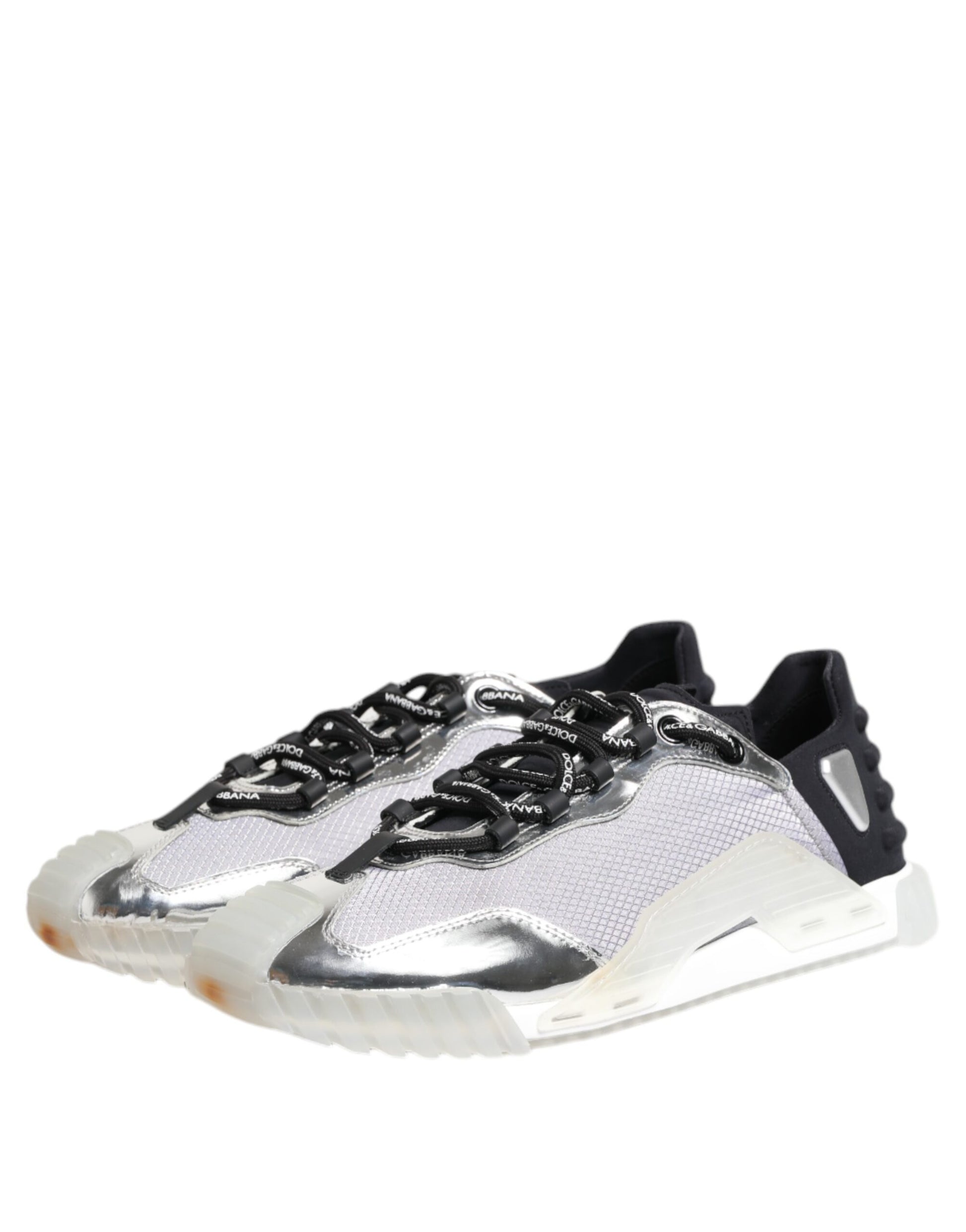 Silber Schwarz Nylon NS1 Low Top Sneakers Schuhe