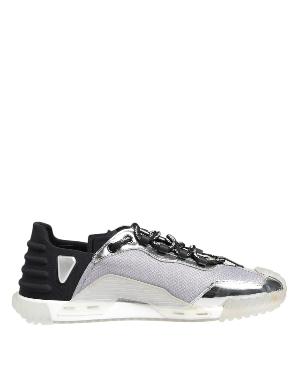 Silber Schwarz Nylon NS1 Low Top Sneakers Schuhe