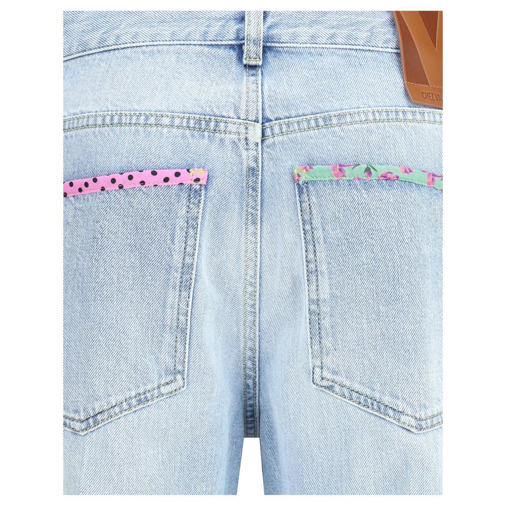 Jeans mit Blumenrand