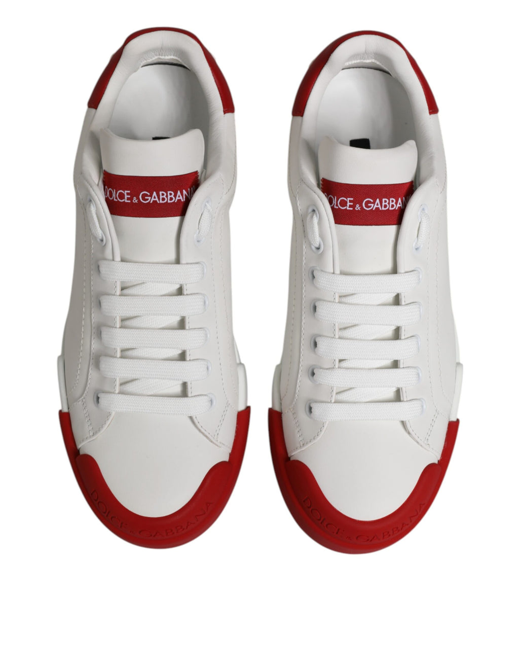 White Leather DG Logo Low Top Sneakers Shoes
